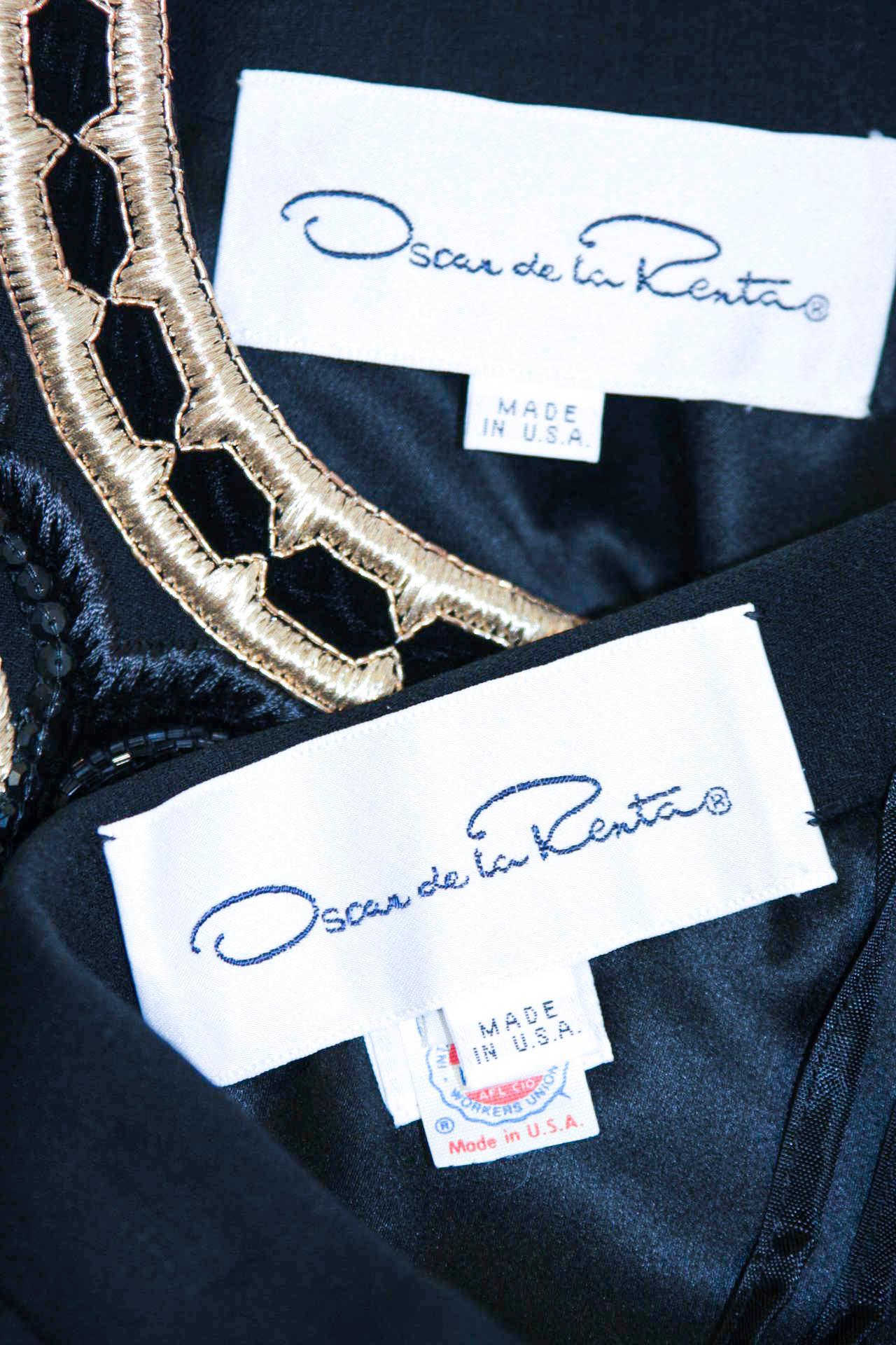 Oscar De La Renta Couture Embellished Black Wool Skirt Suit  For Sale 5