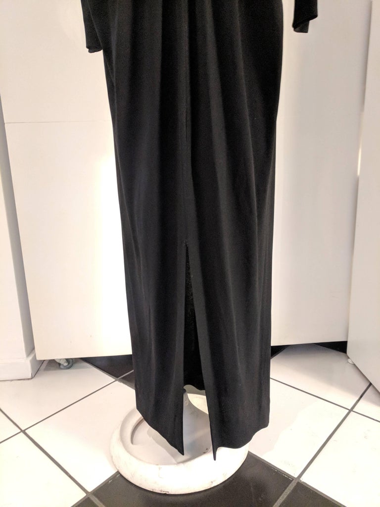 Ceil Chapman Draped Black Silk Crepe Gown Size Small For Sale 6