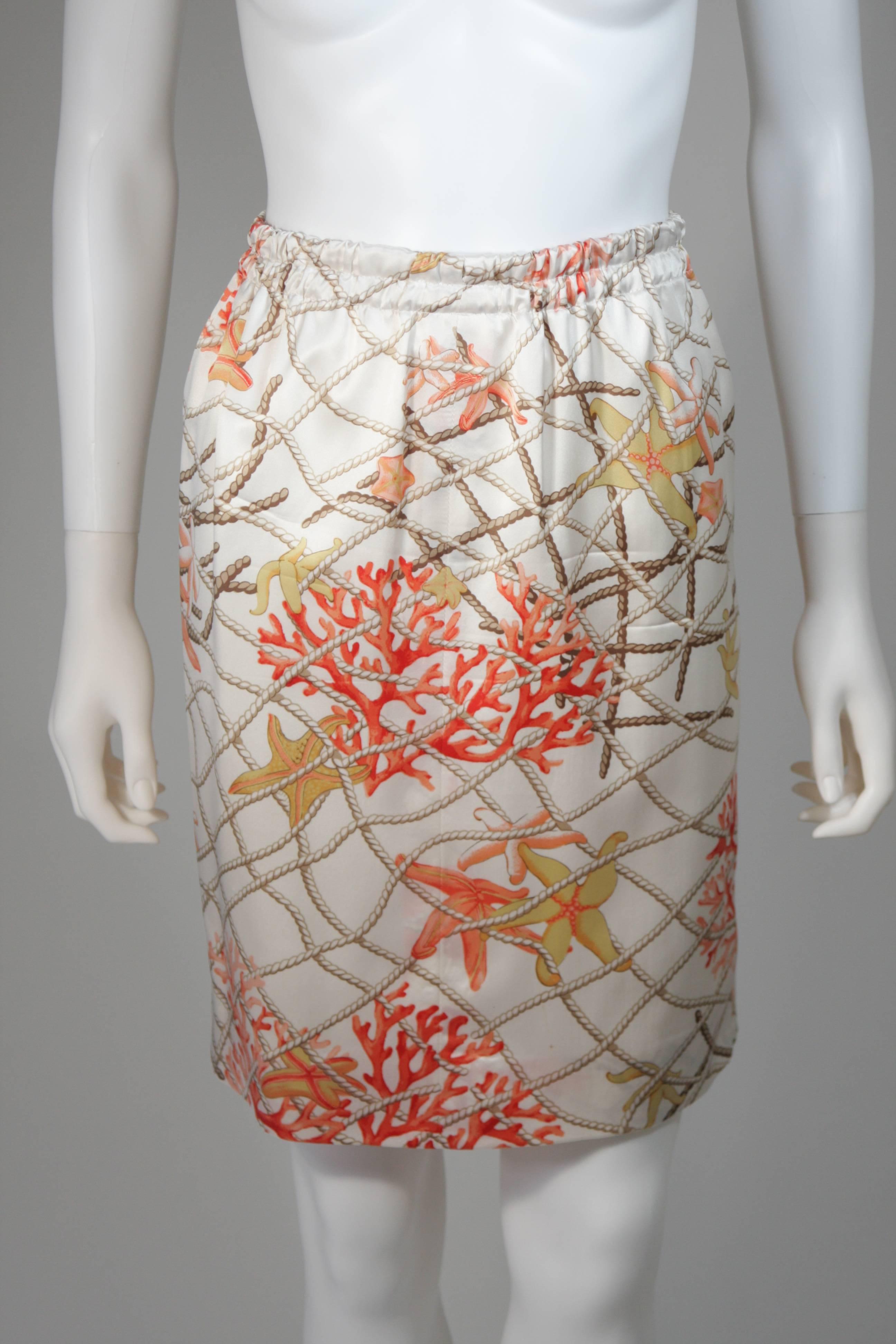 Valentino Coral Ocean Life Motif Skirt Suit with Rope Pattern Size Medium Large 5