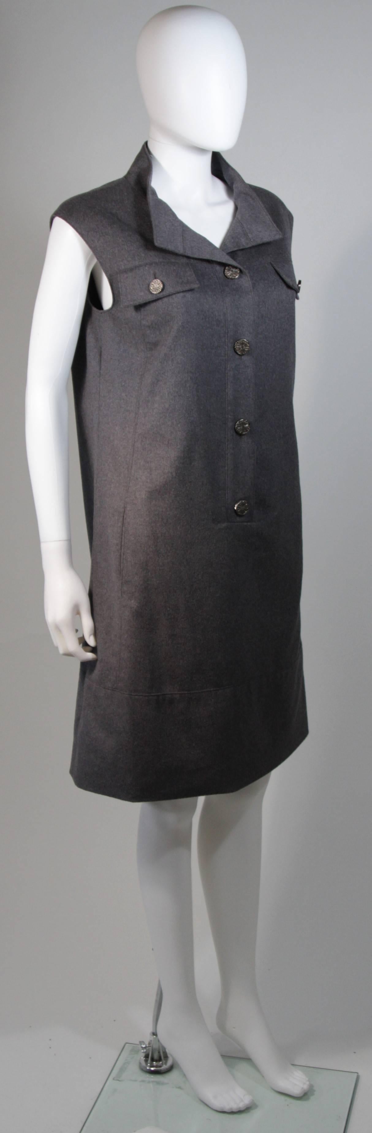 Oscar De La Renta Sleeveless Grey Wool Dress Size 8 1