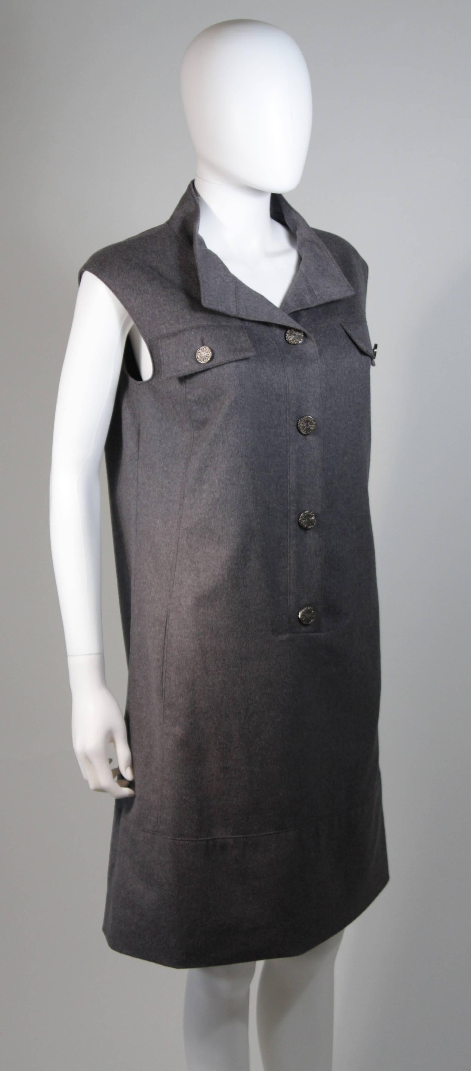 Oscar De La Renta Sleeveless Grey Wool Dress Size 8 2