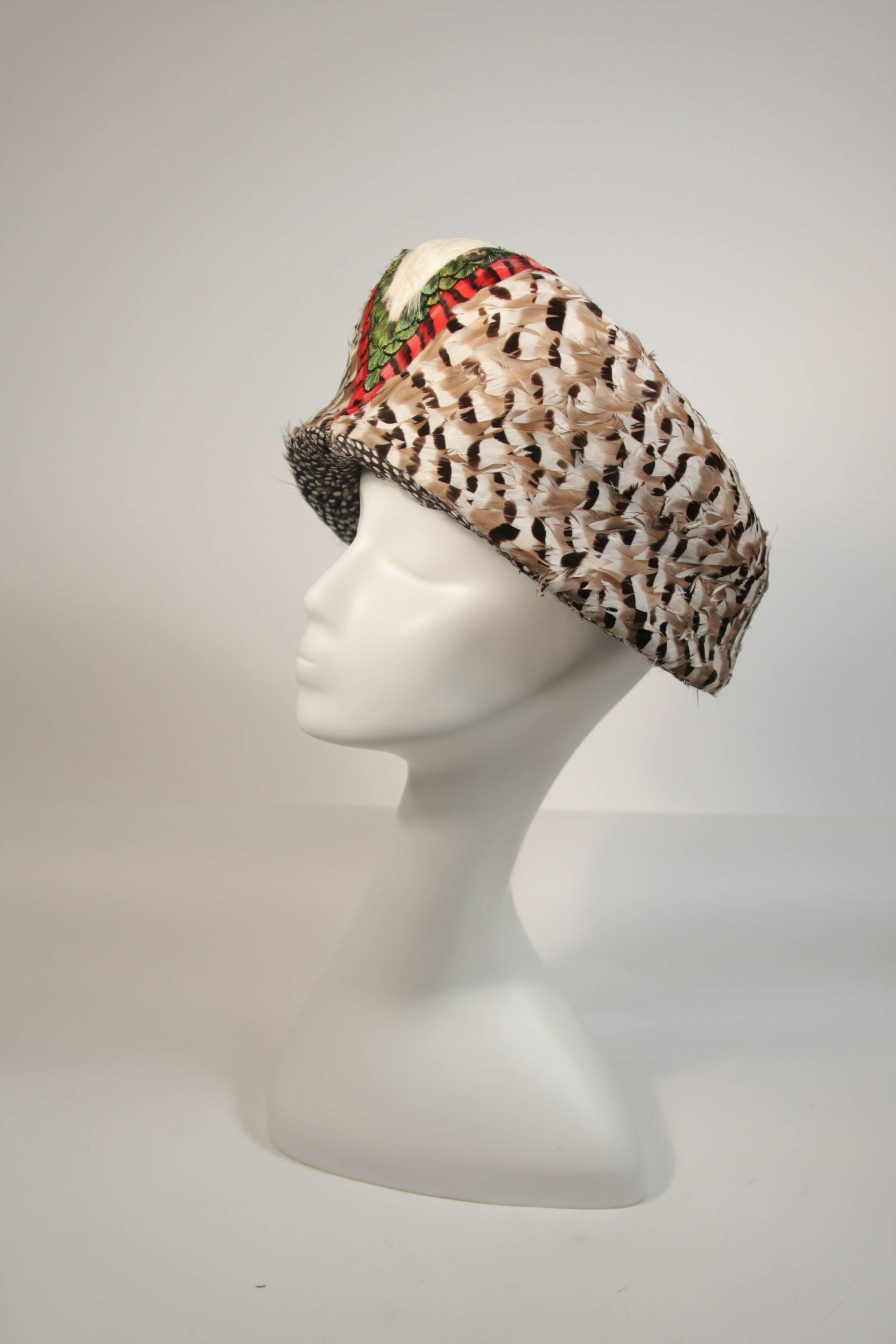 Jack McConnell Feather Box Style Hat In Excellent Condition In Excellent Condition In Los Angeles, CA