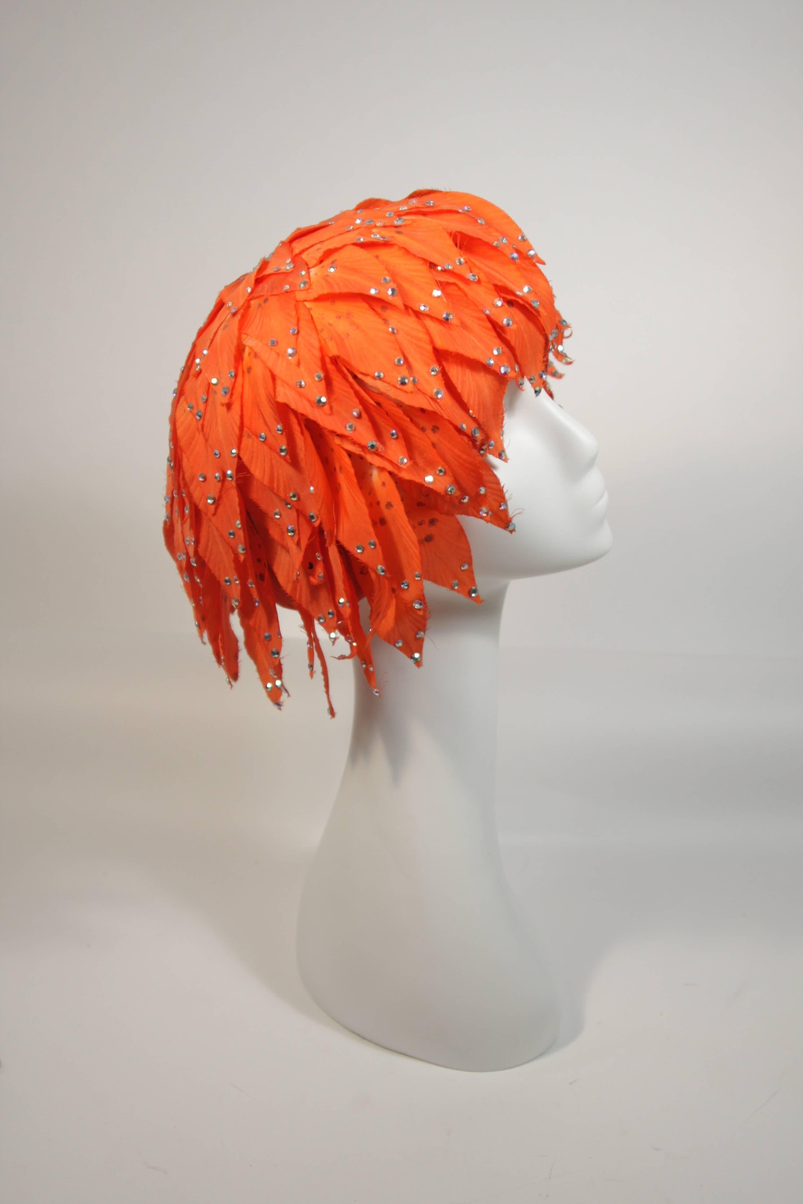 Jack McConnell Orange Petal Hat with Rhinestones 1