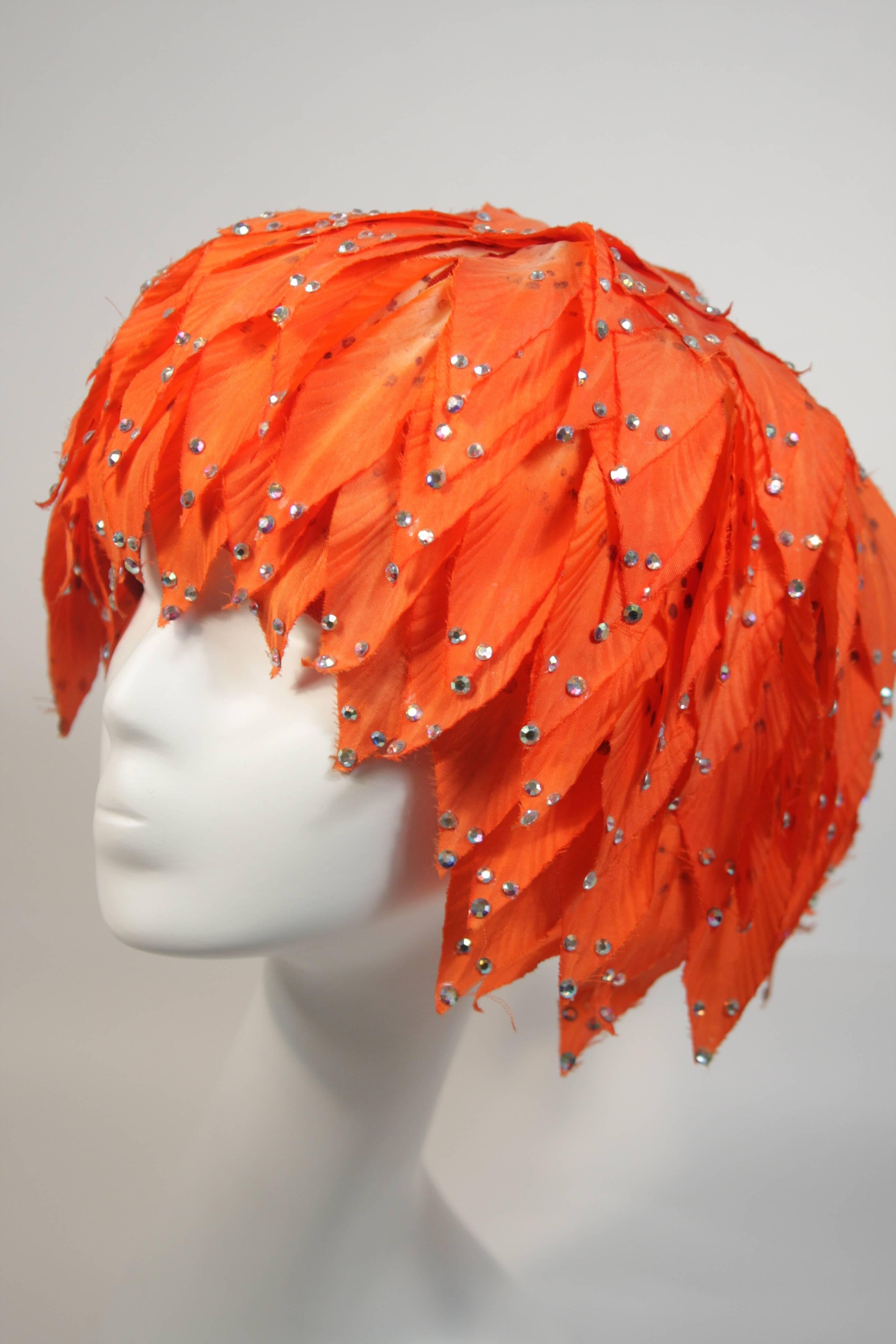 Red Jack McConnell Orange Petal Hat with Rhinestones