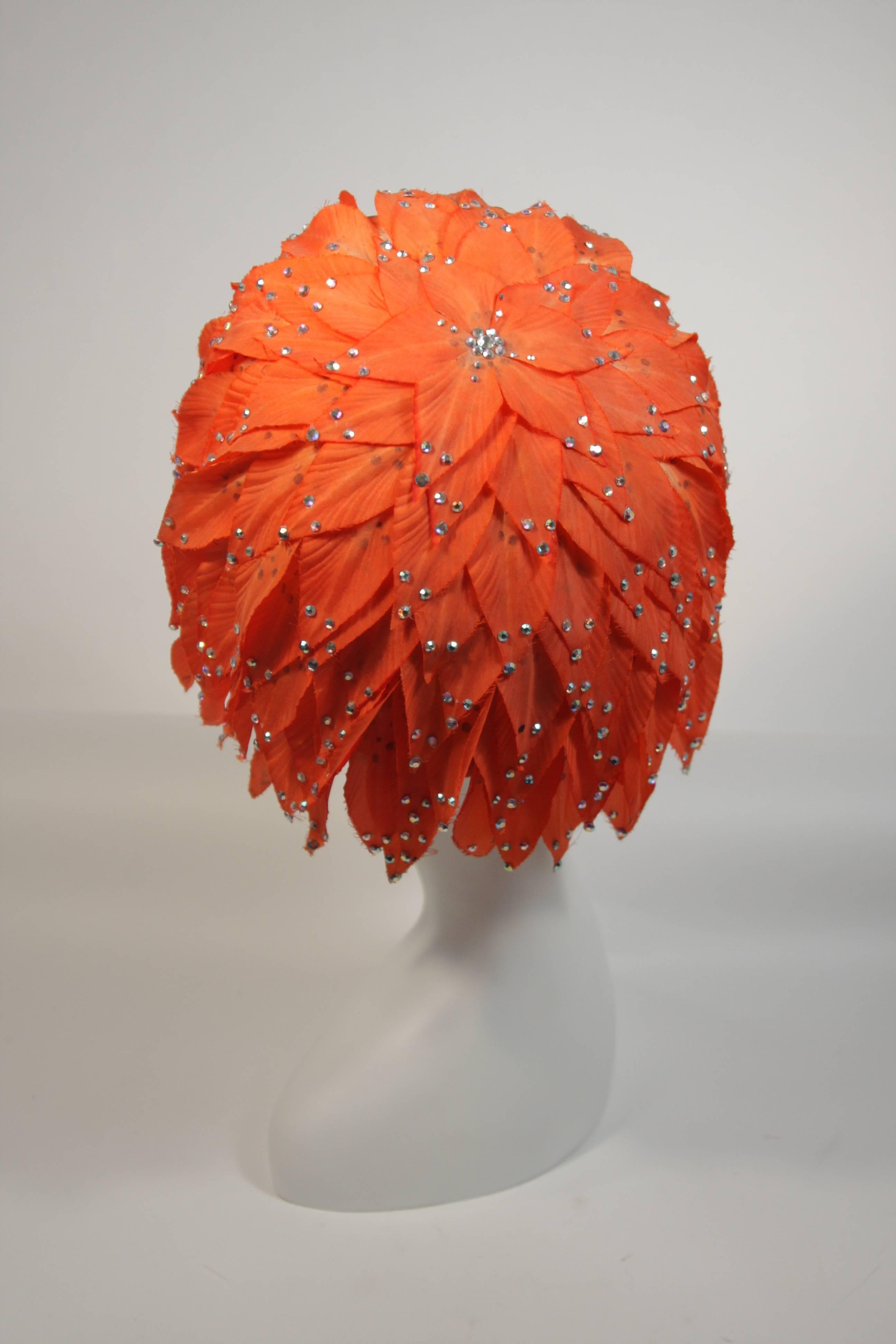 Jack McConnell Orange Petal Hat with Rhinestones 3