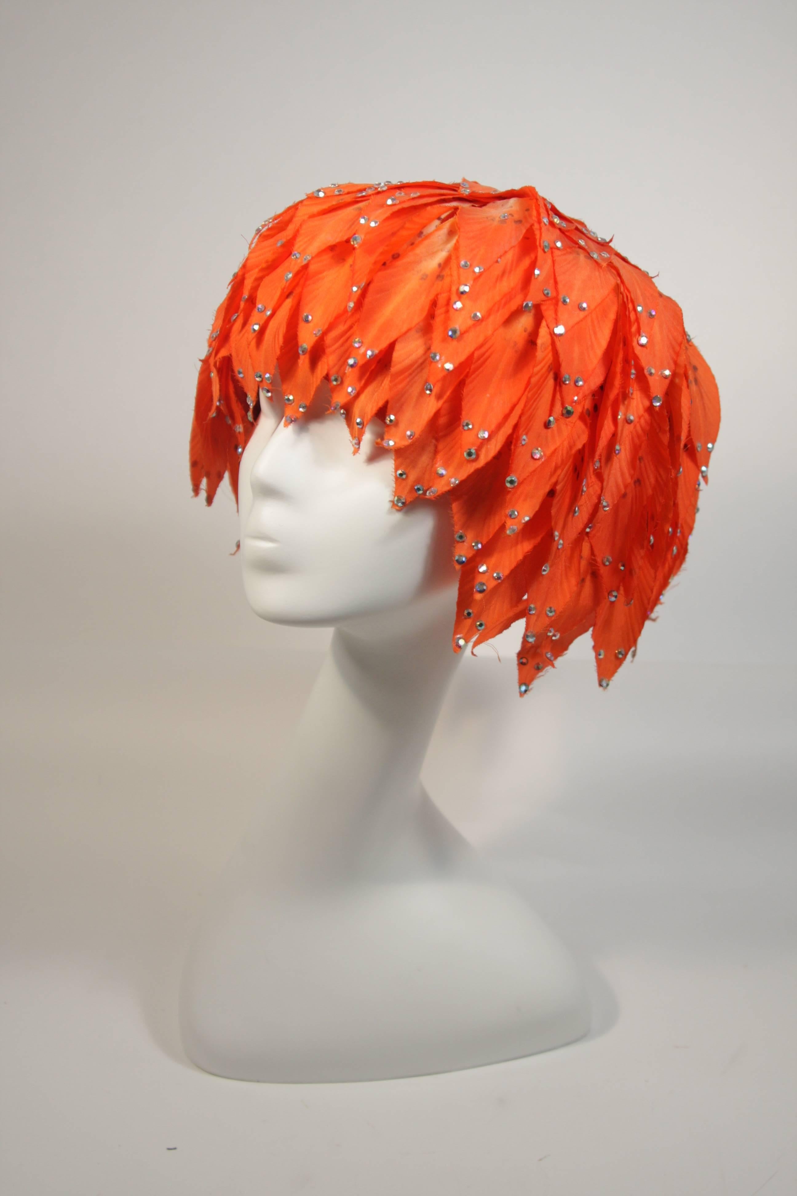 Women's Jack McConnell Orange Petal Hat with Rhinestones