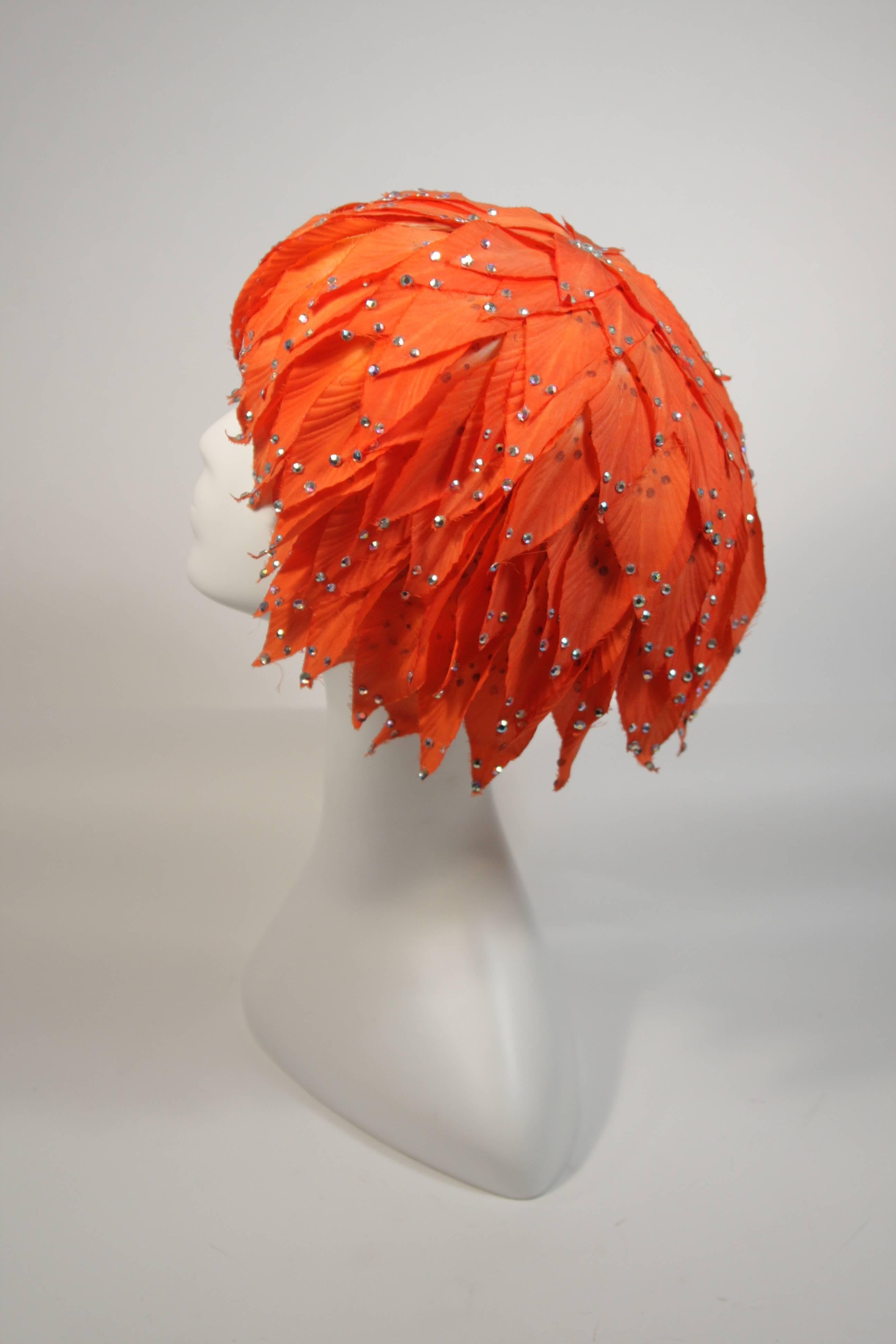 Jack McConnell Orange Petal Hat with Rhinestones 2