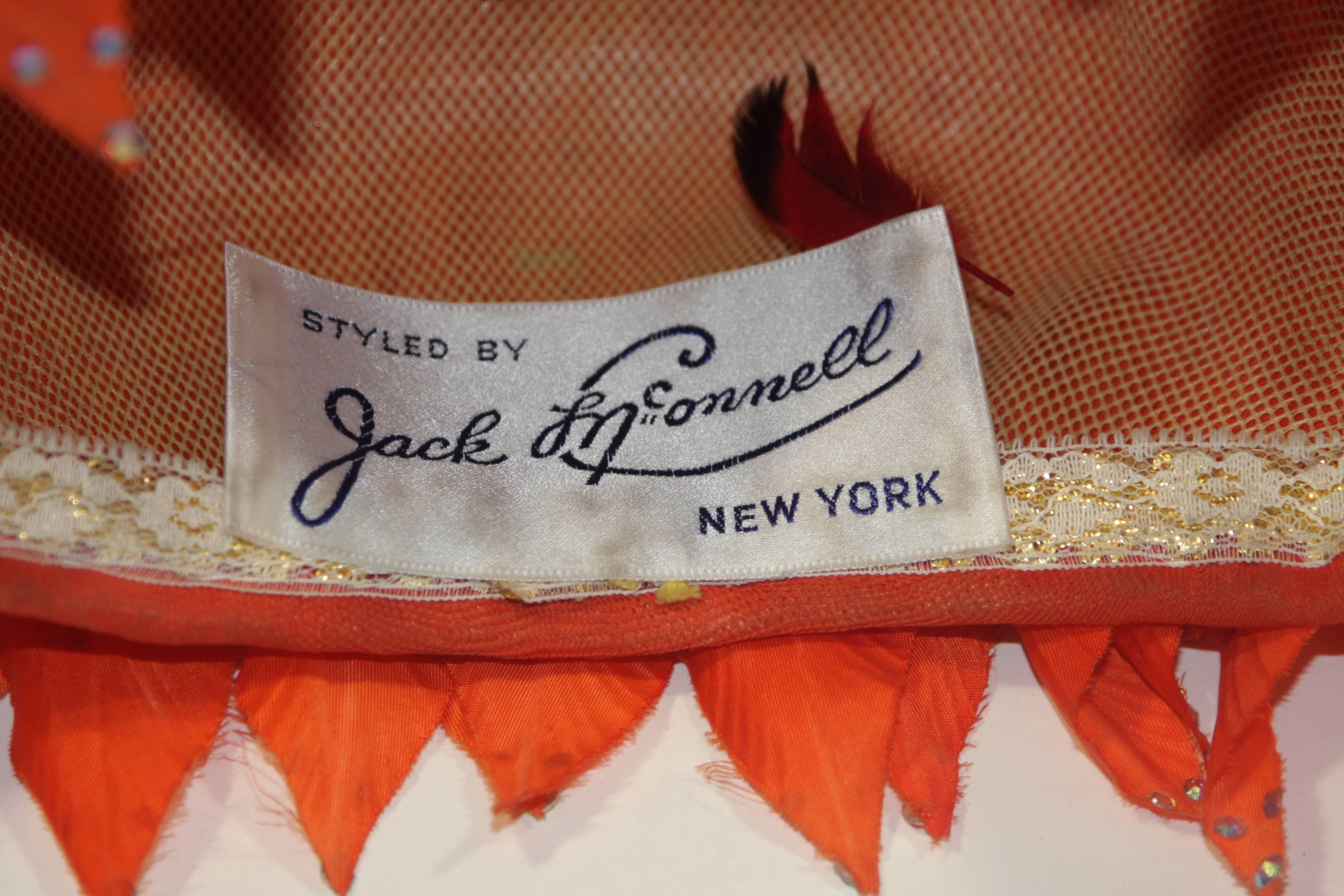 Jack McConnell Orange Petal Hat with Rhinestones 4