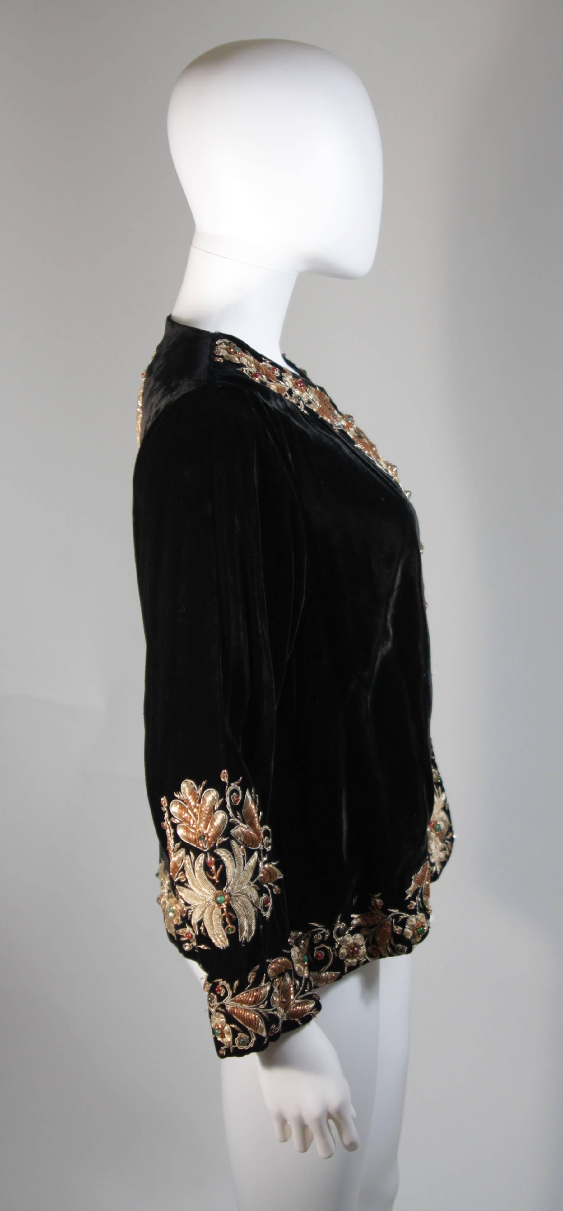 Women's Velvet Jacket with Metallic Embroidery and Embellishment Size Small Medium Large