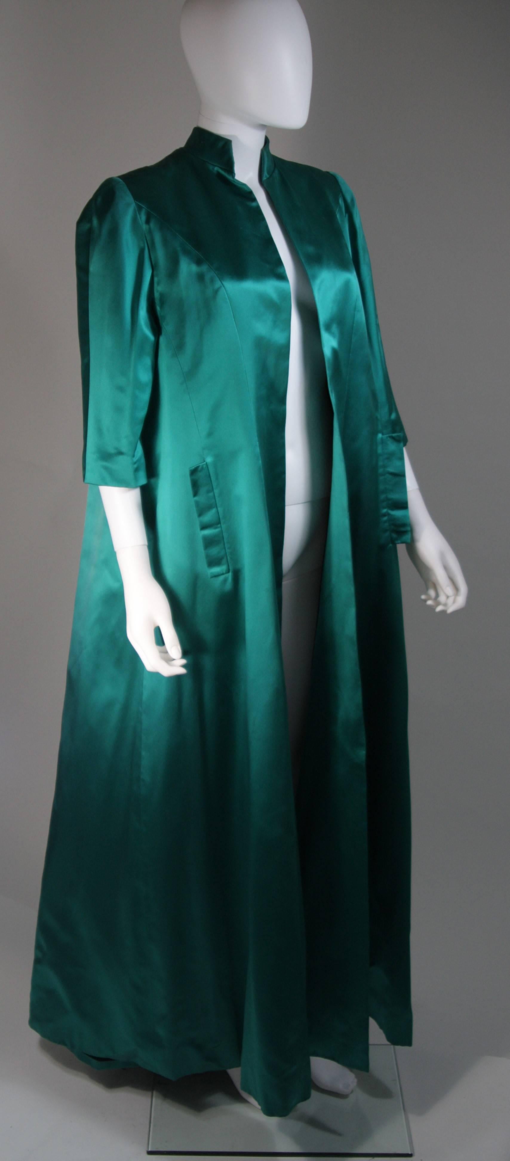 Blue Galanos Green Silk Opera Coat Size Small For Sale
