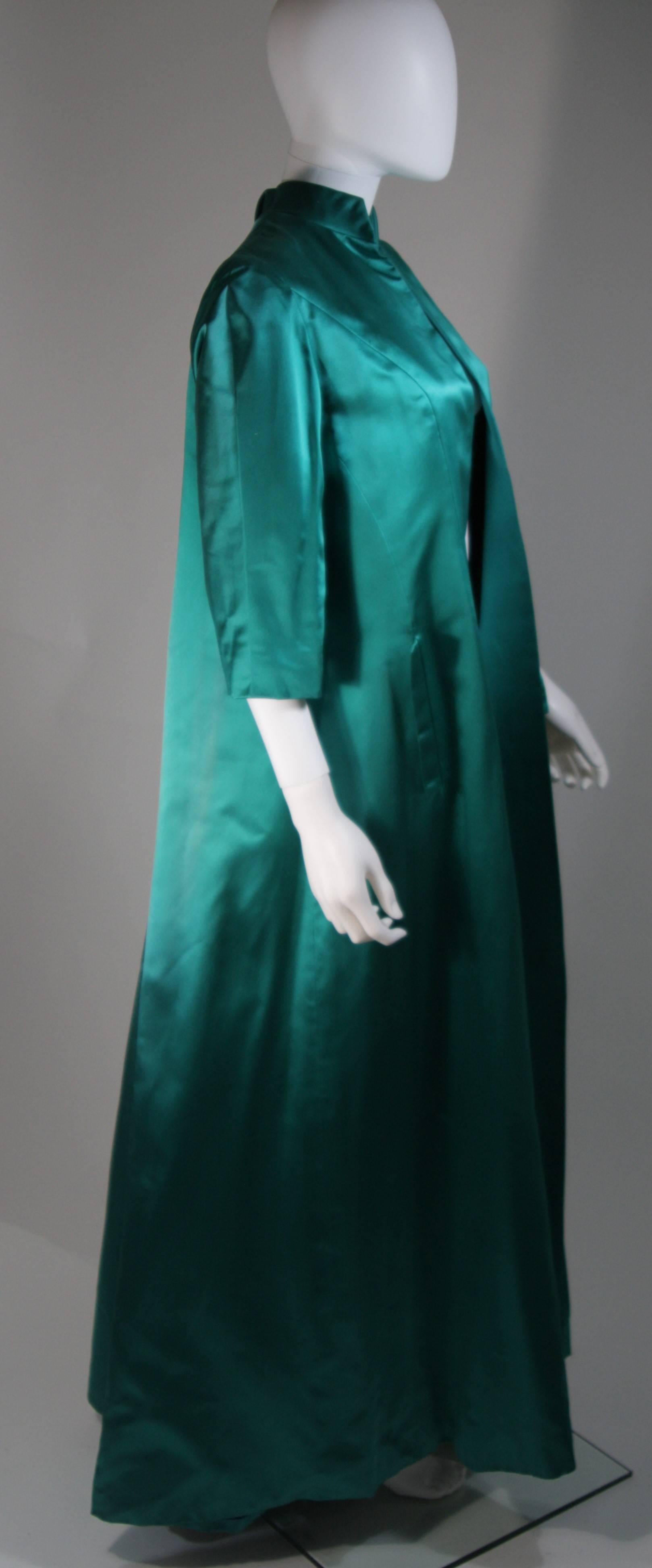 Women's Galanos Green Silk Opera Coat Size Small For Sale
