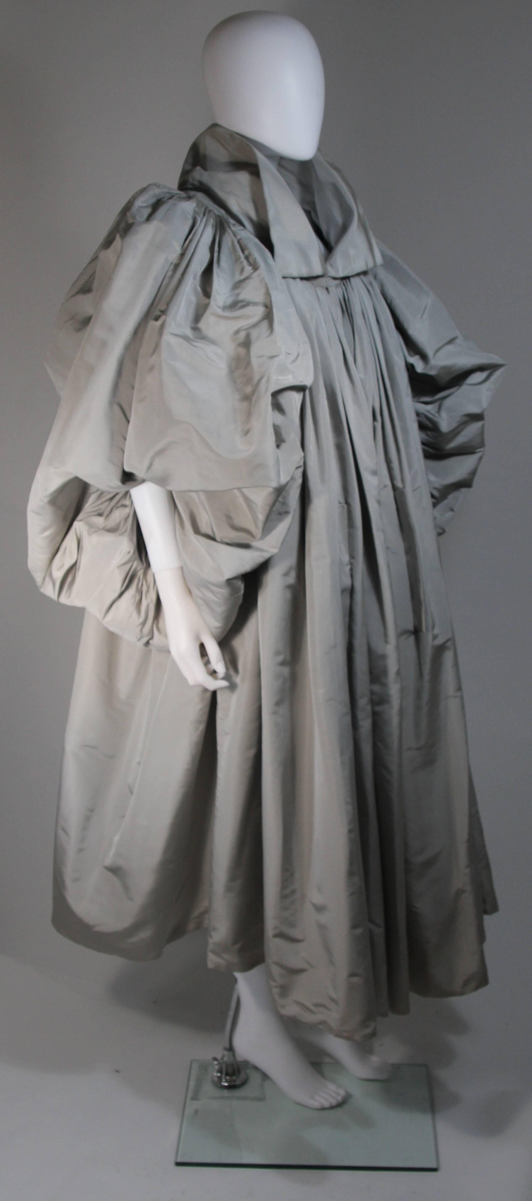 Gray Galanos Attributed Dramatic Grey Silk Opera Coat Size Small Medium For Sale