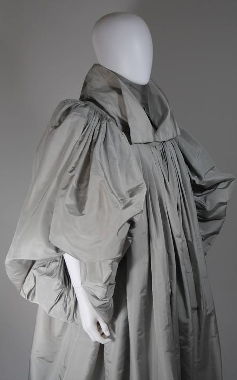 Galanos Attributed Dramatic Grey Silk Opera Coat Size Small Medium For ...