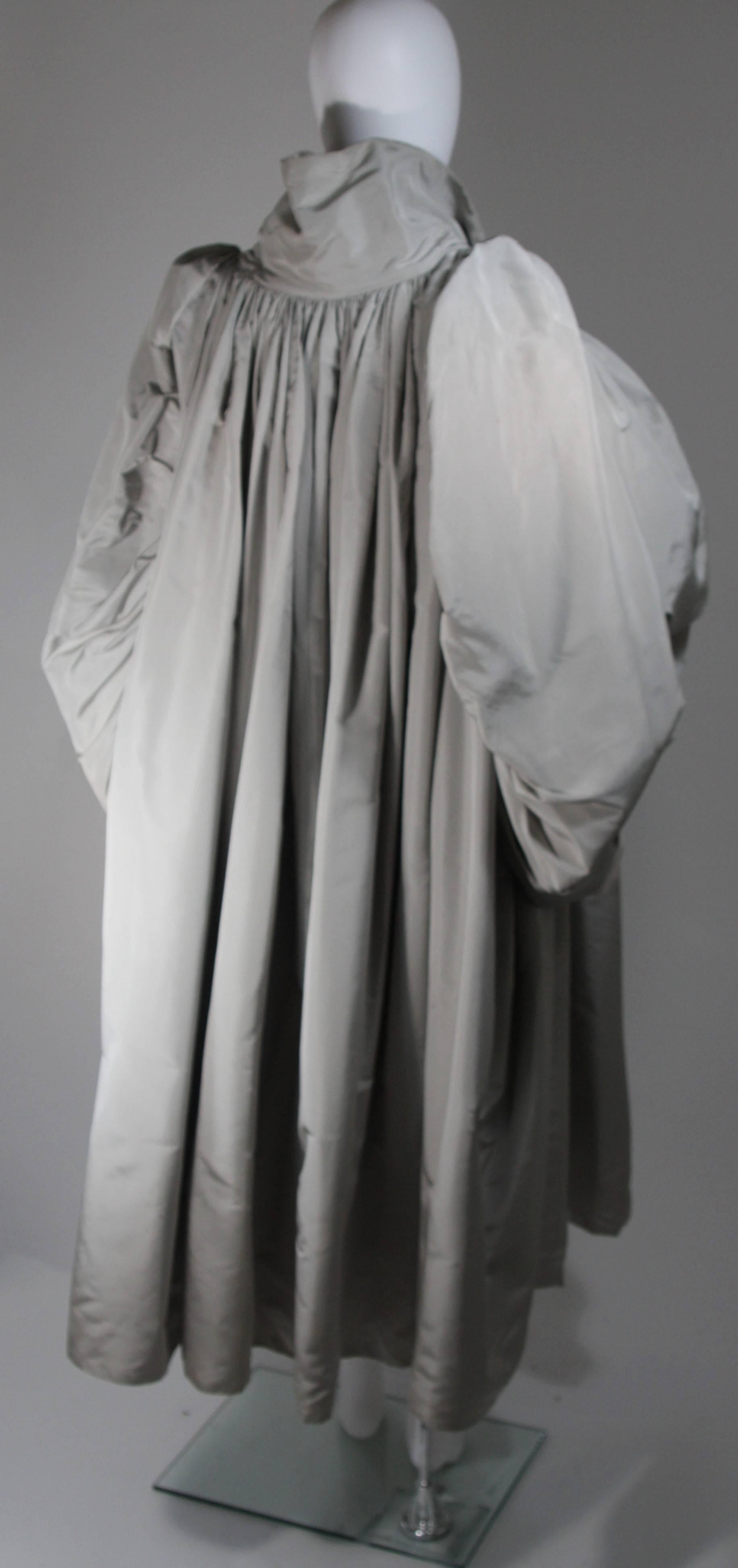 Galanos Attributed Dramatic Grey Silk Opera Coat Size Small Medium For Sale 1
