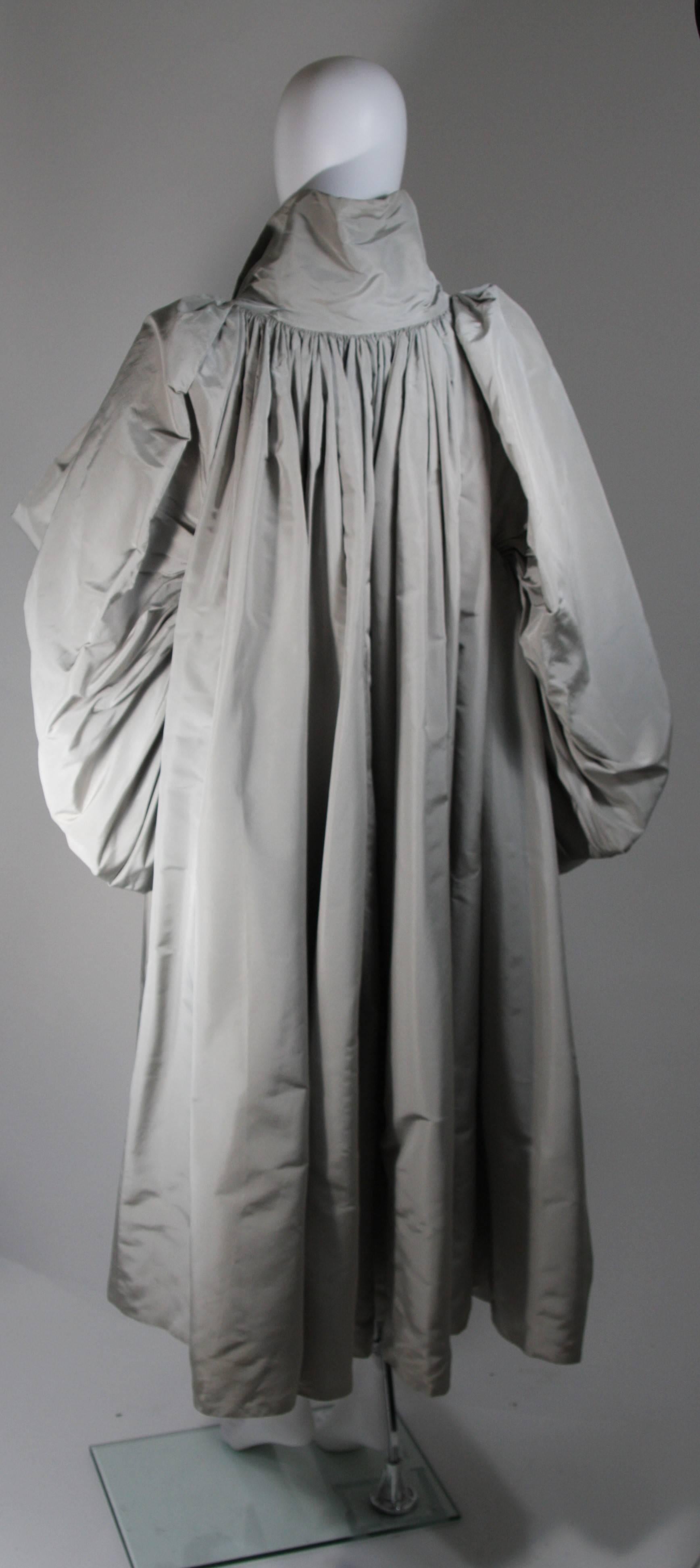 Galanos Attributed Dramatic Grey Silk Opera Coat Size Small Medium For Sale 2