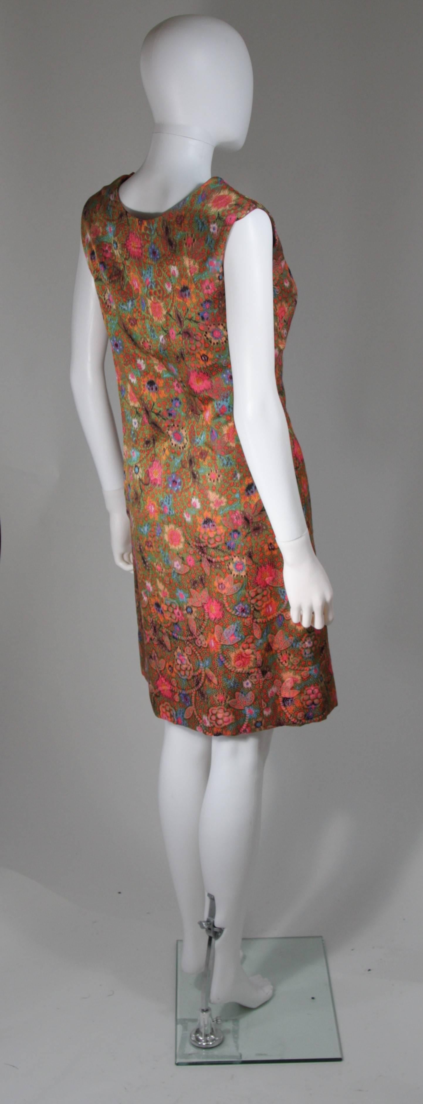 Galanos Floral Print Shift Dress with Pockets Size Small Medium For Sale 3