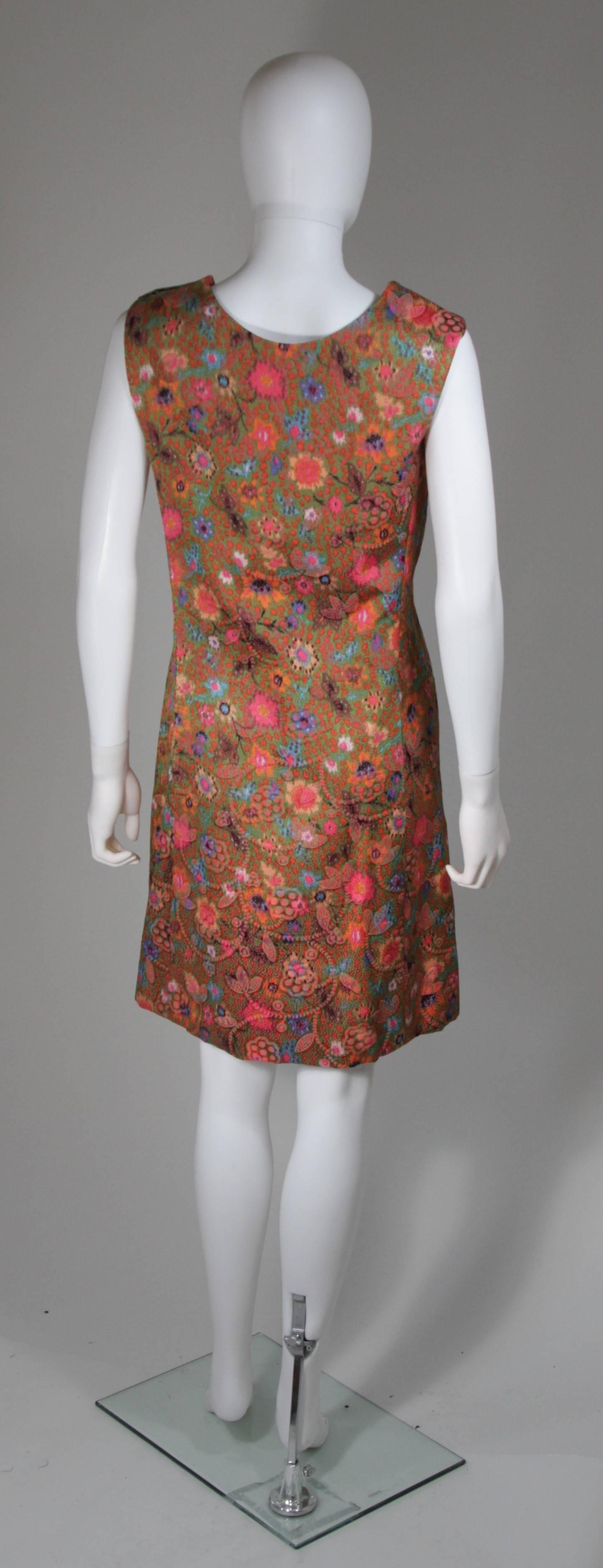 Galanos Floral Print Shift Dress with Pockets Size Small Medium For Sale 4