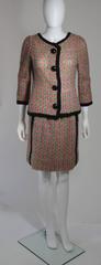 Galanos Wool Skirt Suit in Green Pink White and Black Size Small Medium