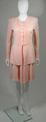 Valentino Pleated Pink Silk Skirt Ensemble Size 6 8
