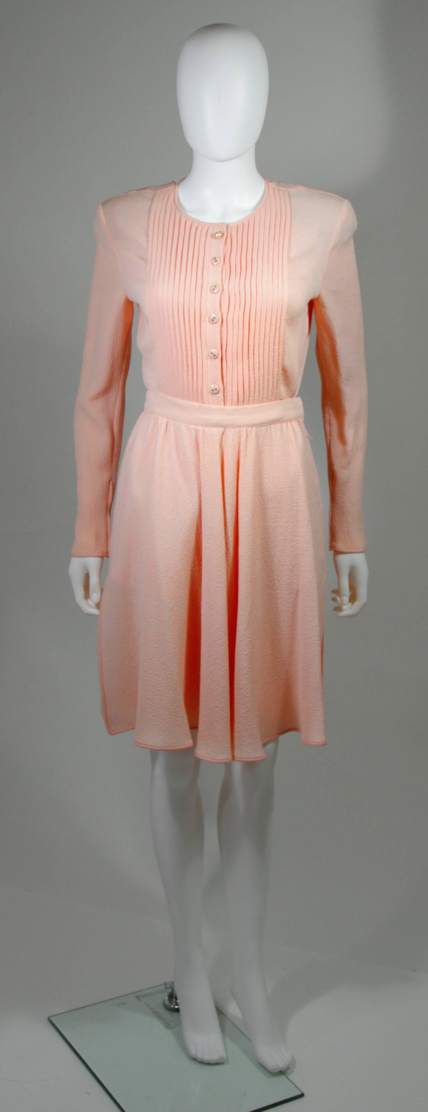 Brown Valentino Pleated Pink Silk Skirt Ensemble Size 6 8  For Sale