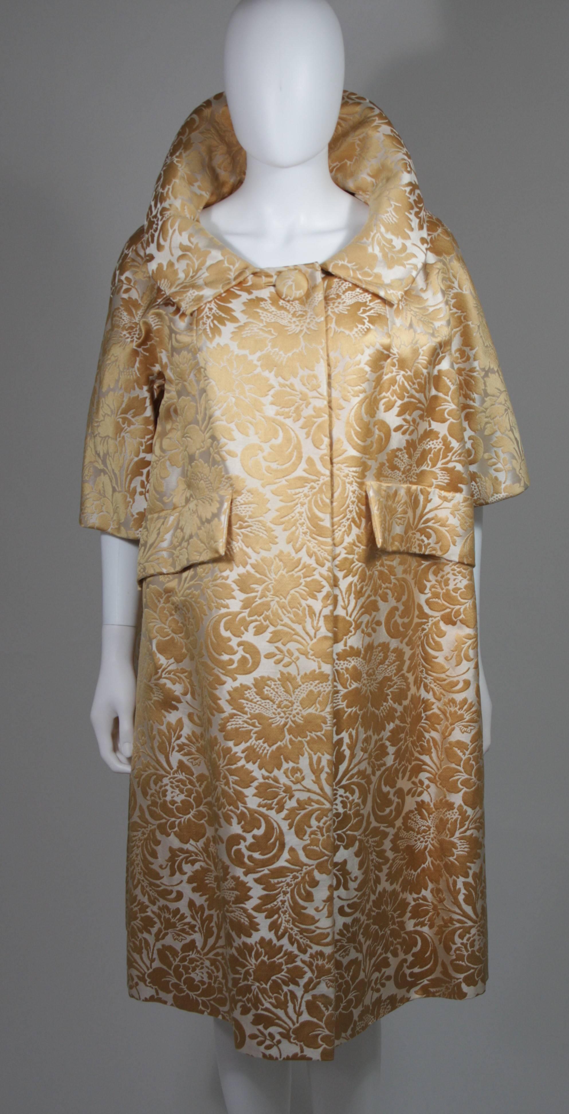 Samuel Winston Gold and Cream Brocade Evening Ensemble Size Small  For Sale 1