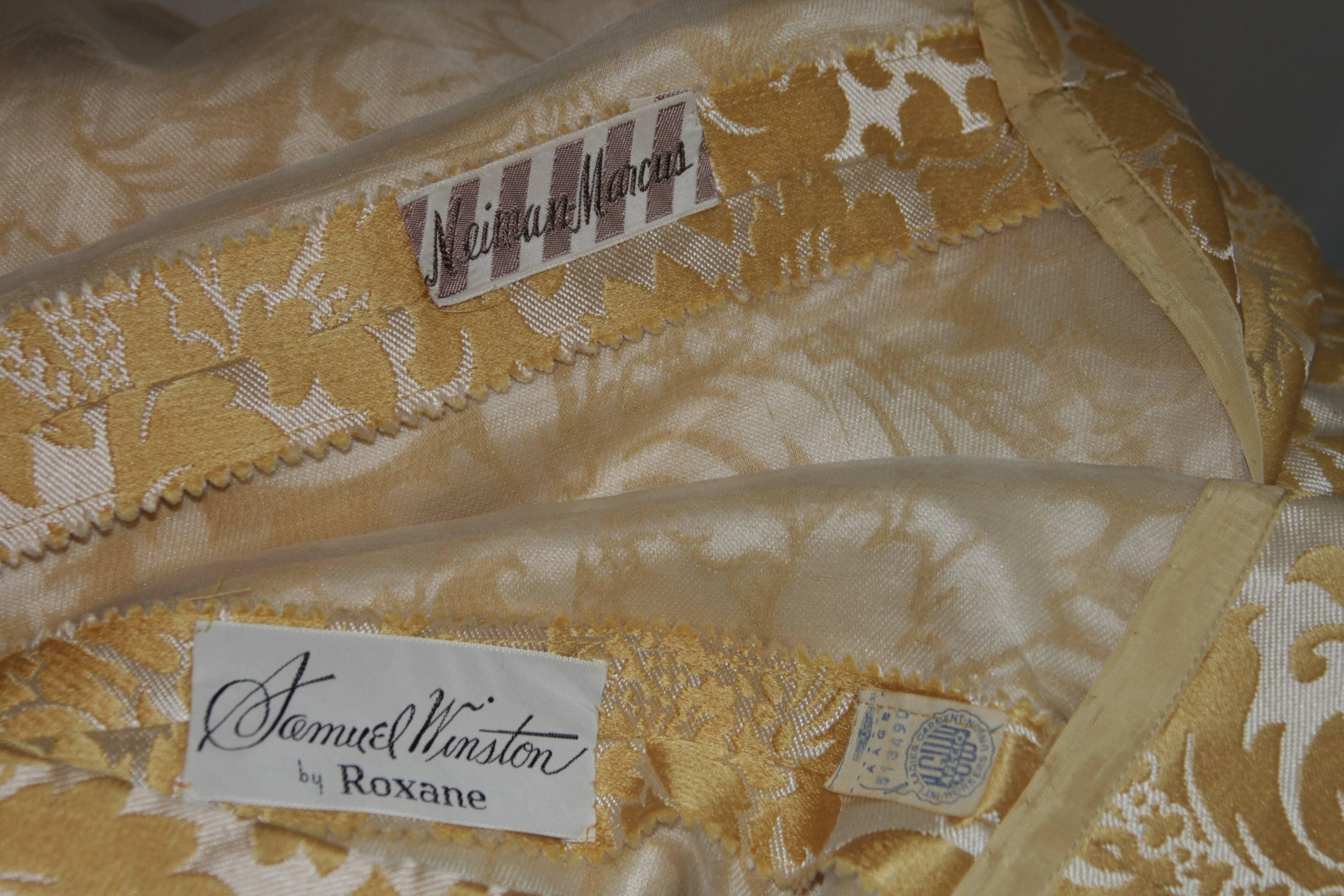 Samuel Winston Gold and Cream Brocade Evening Ensemble Size Small  For Sale 3