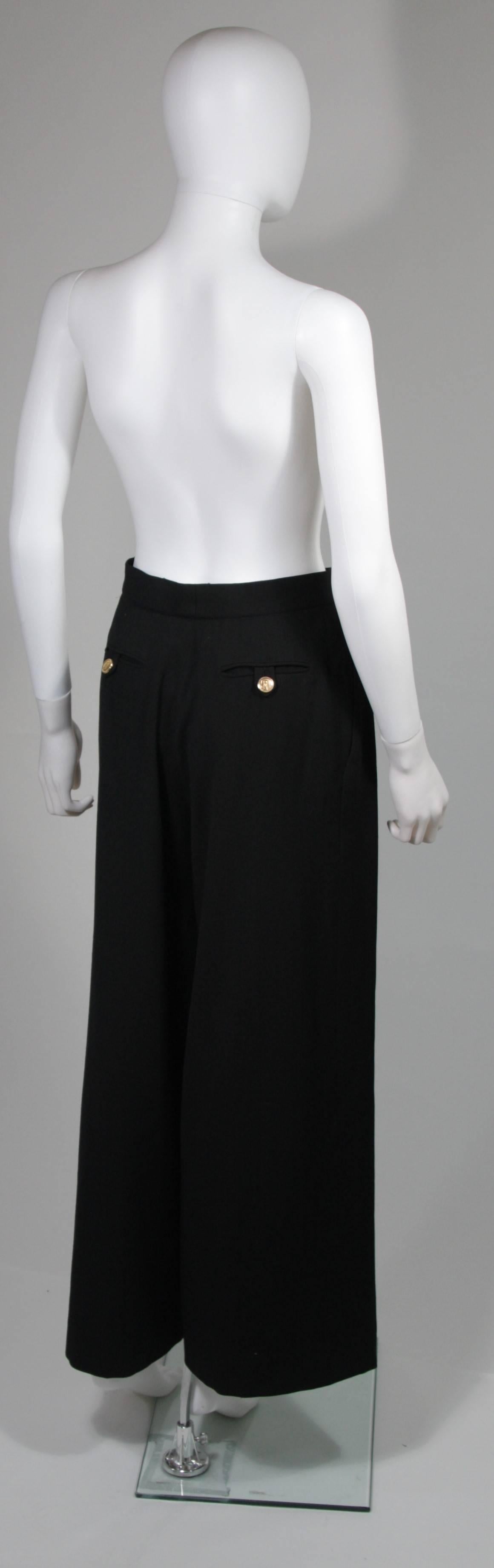 Chanel Black Wide Leg Pleated Slacks with Gold hardware Size Small 26 2