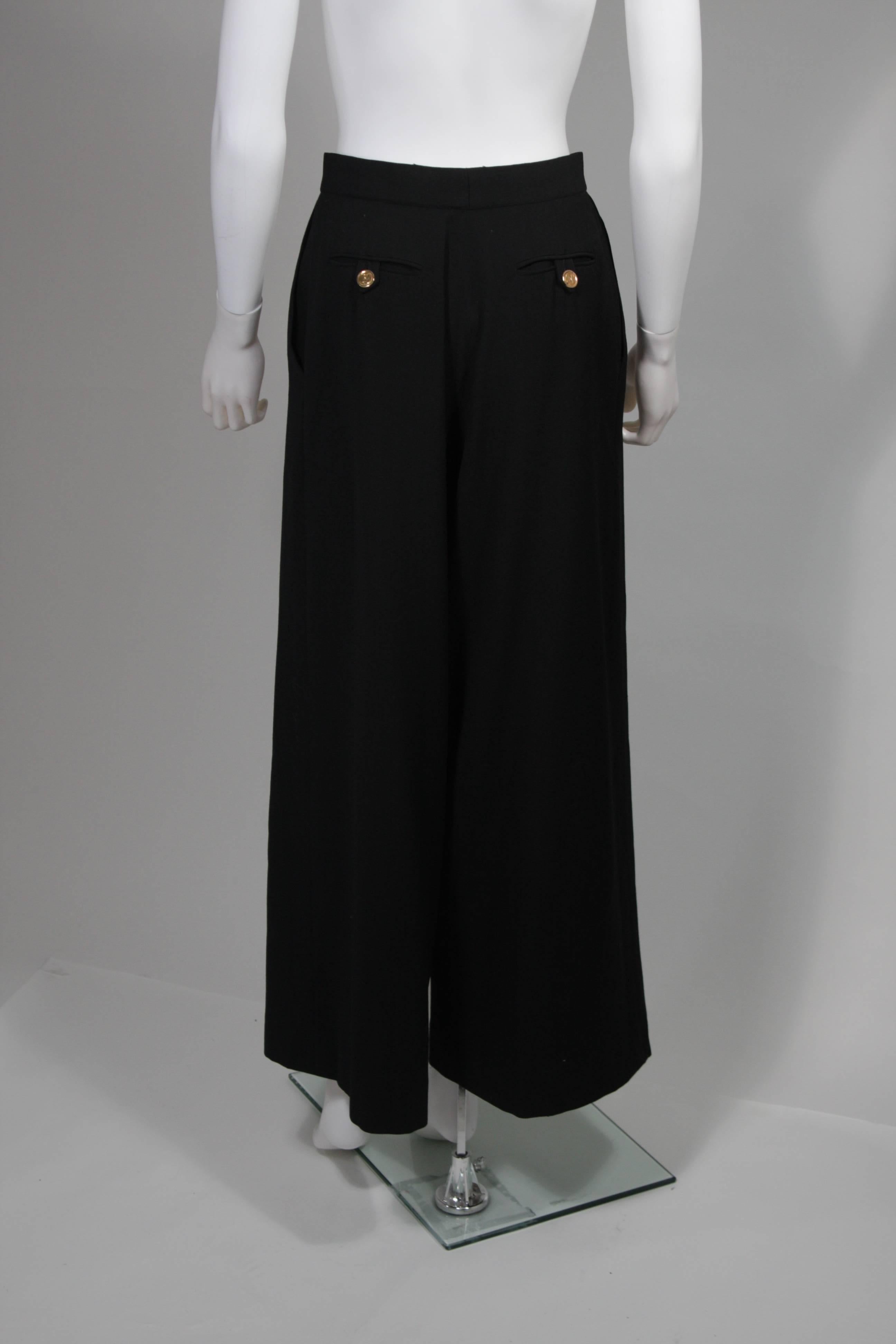 Chanel Black Wide Leg Pleated Slacks with Gold hardware Size Small 26 4