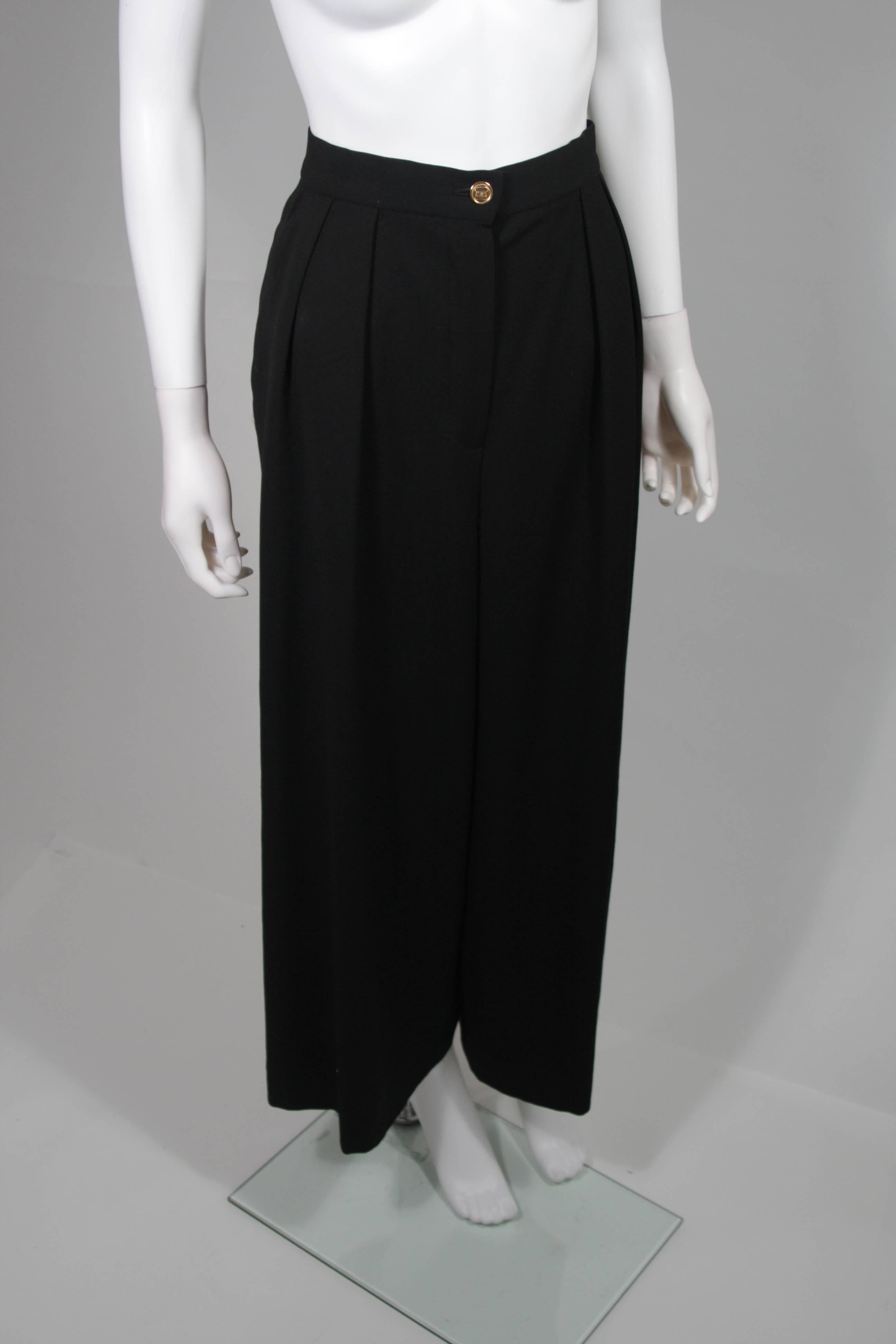 Chanel Black Wide Leg Pleated Slacks with Gold hardware Size Small 26 1