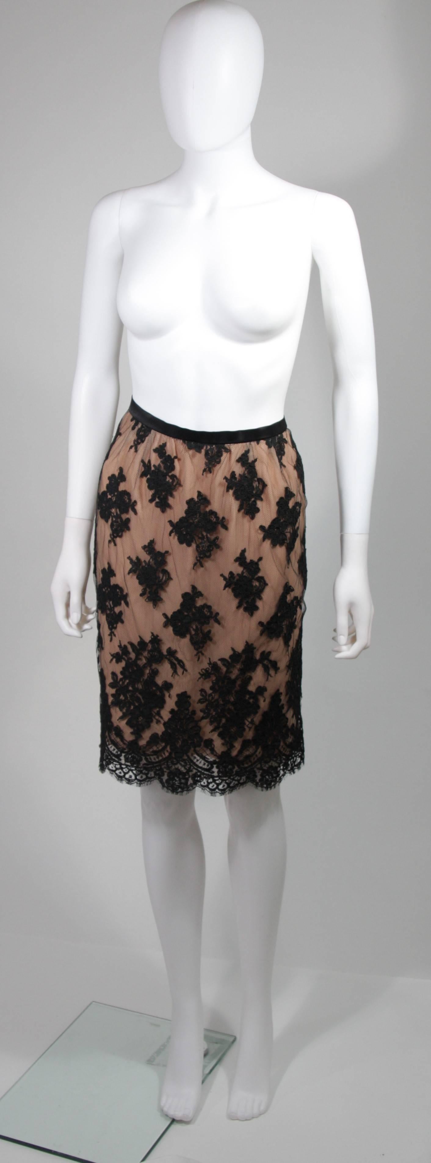Bill Blass Black Lace and Mesh Skirt Set Size 12 14 For Sale 4