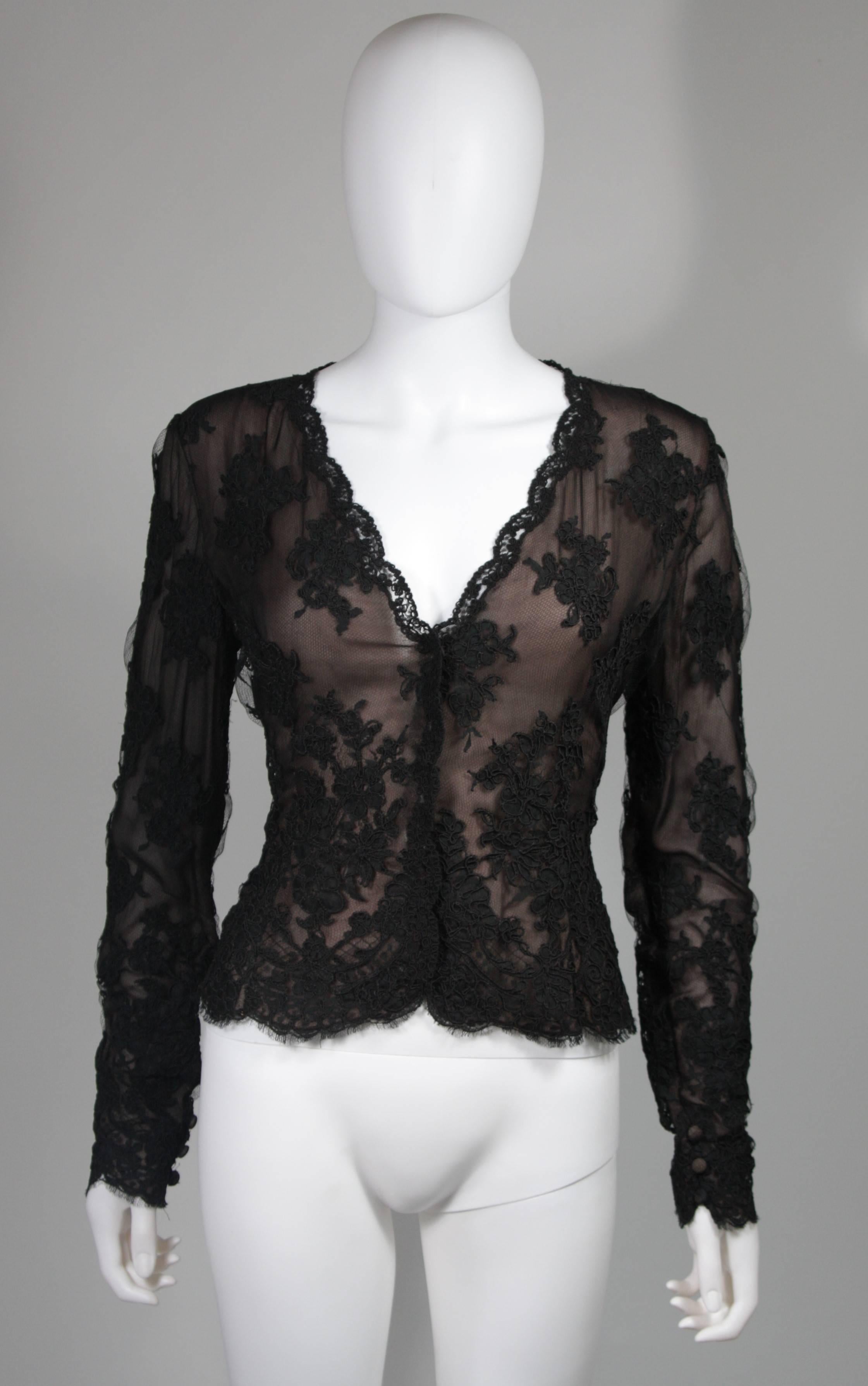 Bill Blass Black Lace and Mesh Skirt Set Size 12 14 For Sale 3