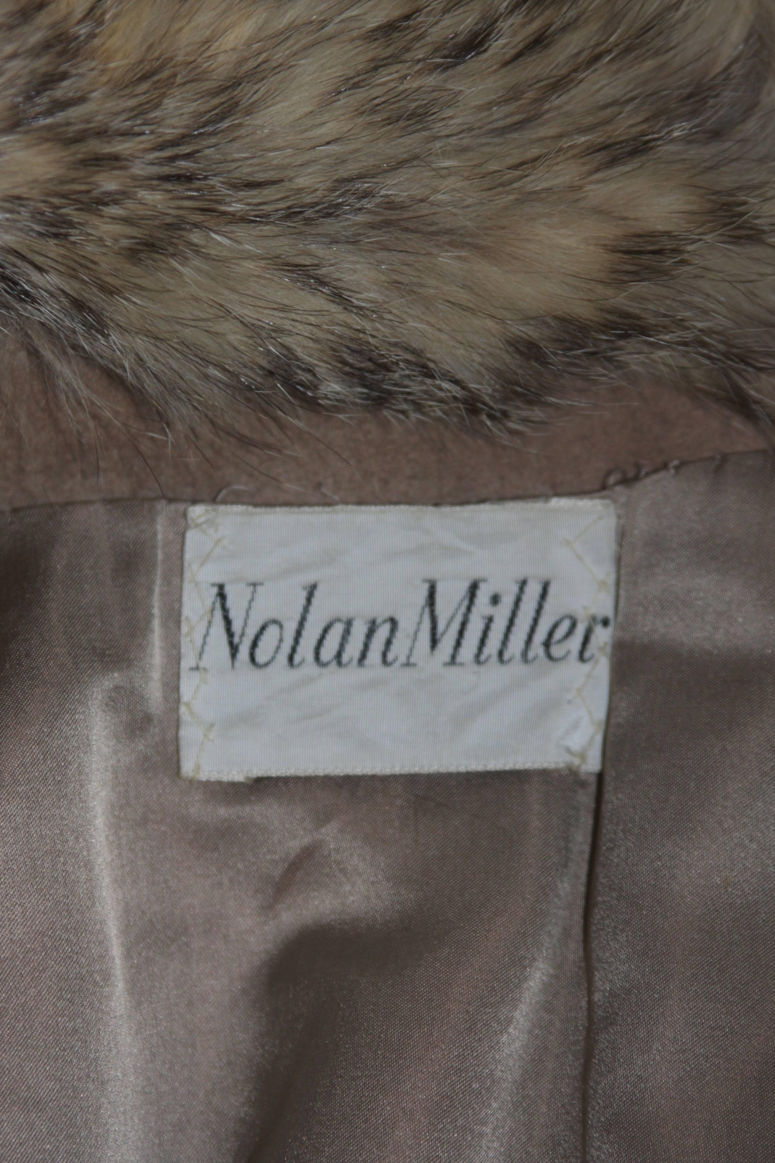 Nolan Miller Brown Suede Cloak with Fox Fur Collar  1