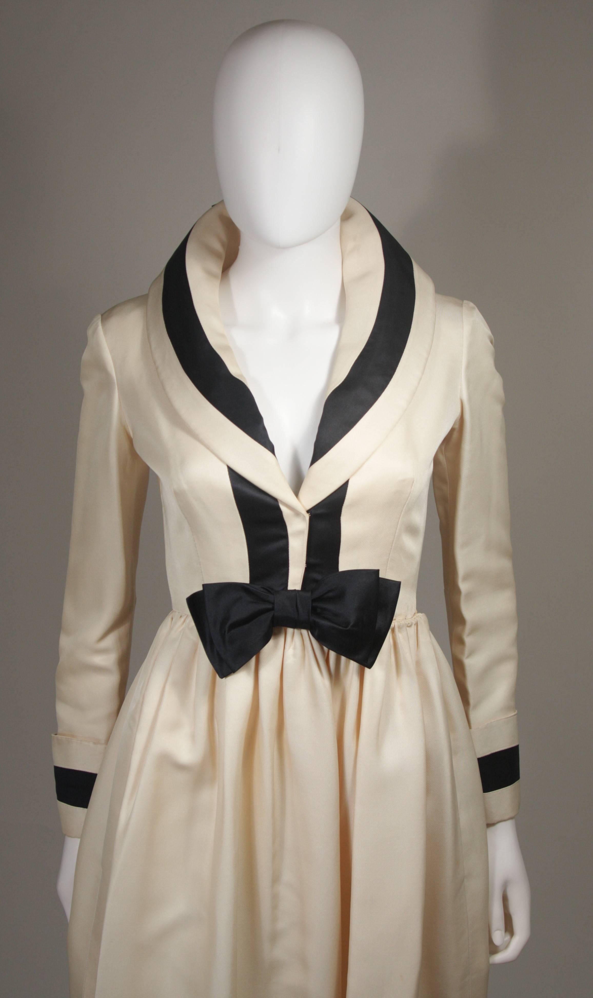 Brown Geoffrey Beene Cream and Black Sailor Inspired Dress Size Small