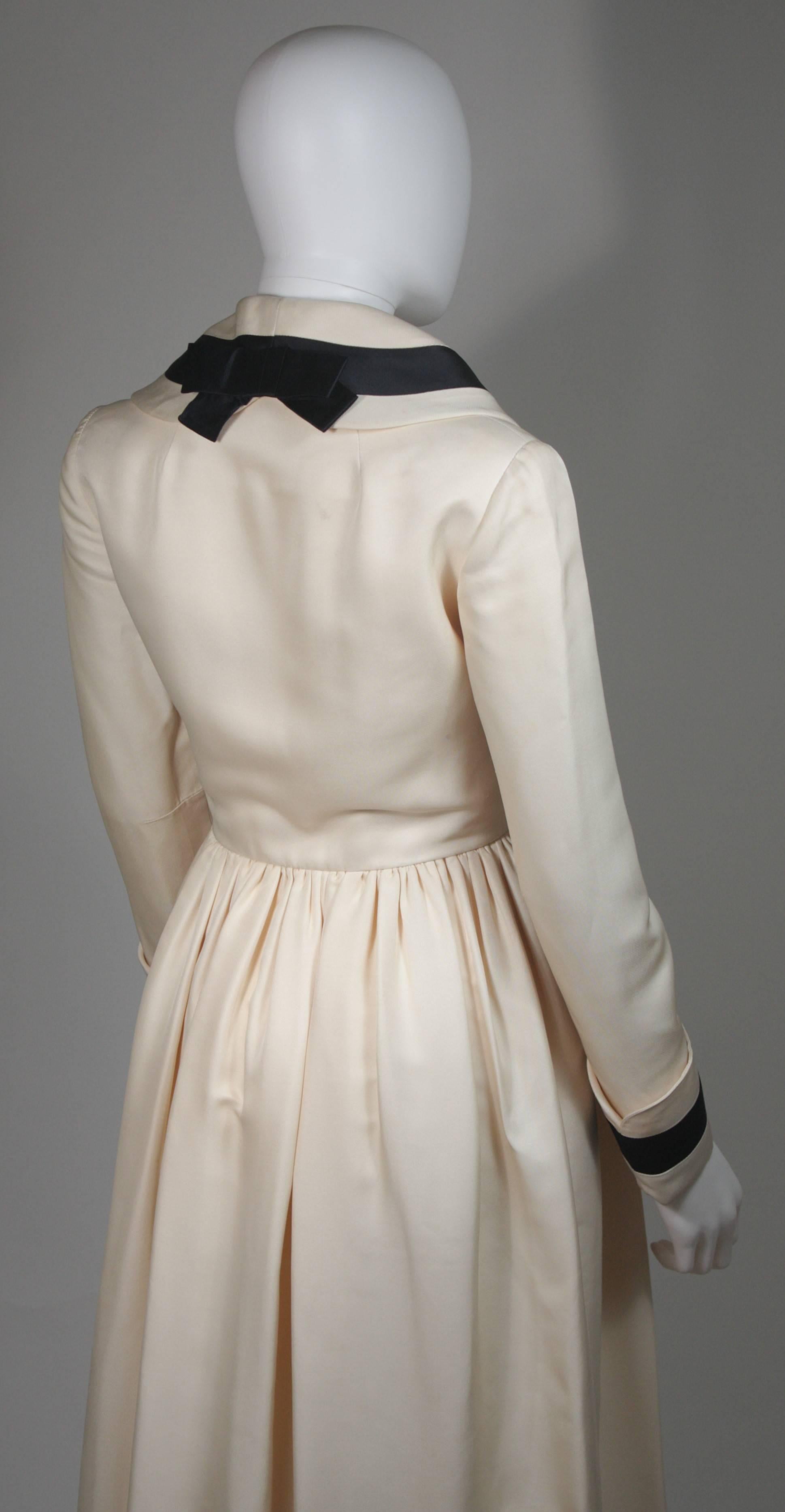 Geoffrey Beene Cream and Black Sailor Inspired Dress Size Small 2