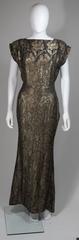 1930's Bullocks "The Evening Room" Gold and Black Lame Gown Size 8