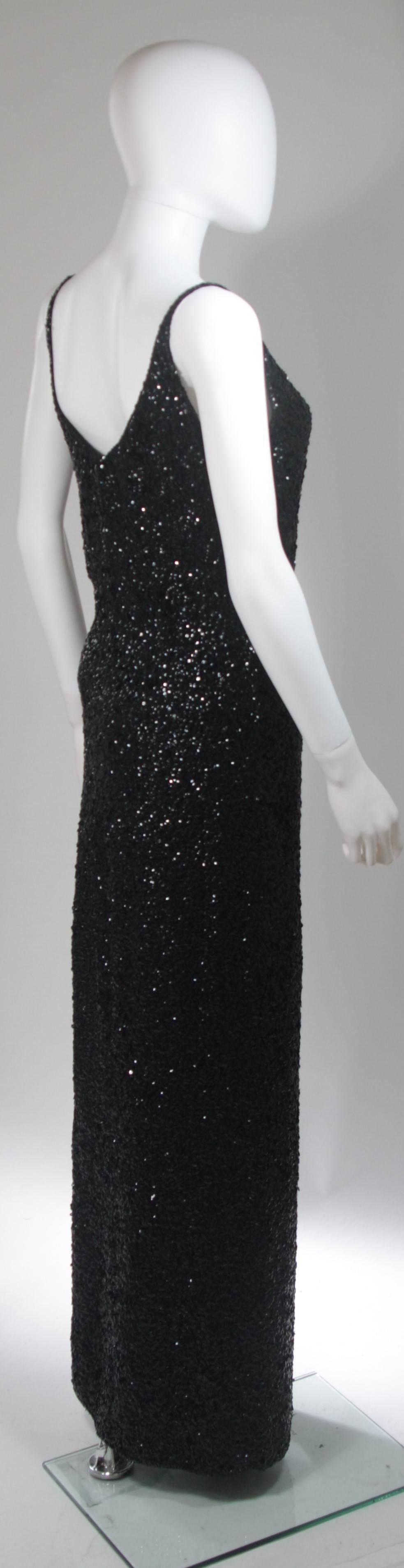 Gene Shelly Black Sequin Knit Gown Size 14 1
