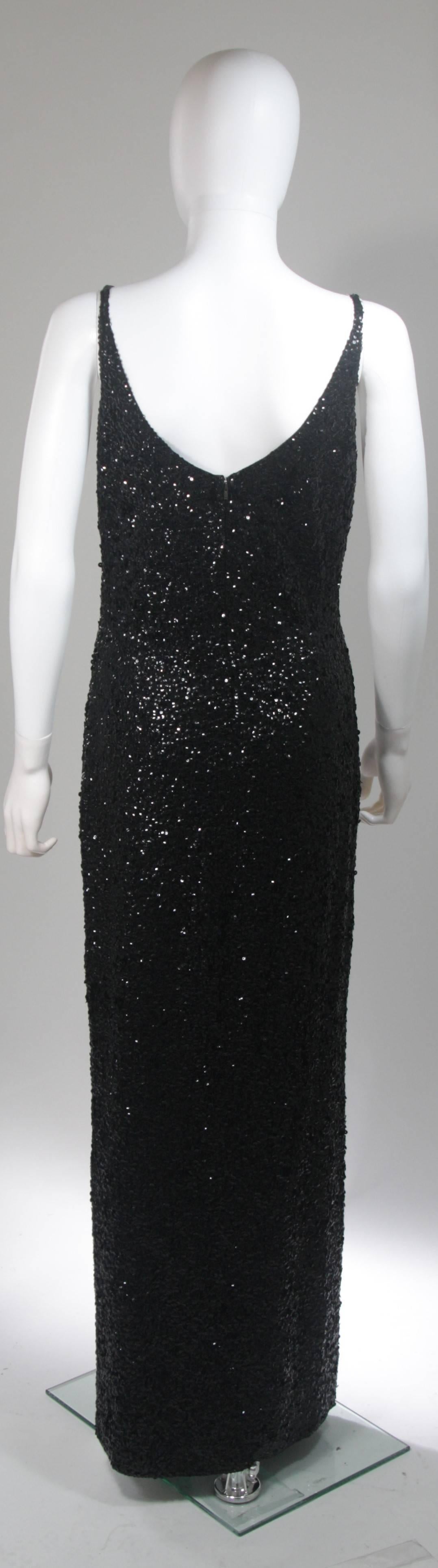 Gene Shelly Black Sequin Knit Gown Size 14 2