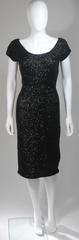 Gene Shelly Black Knit Wool Cocktail Dress with Sequin Embellishment
