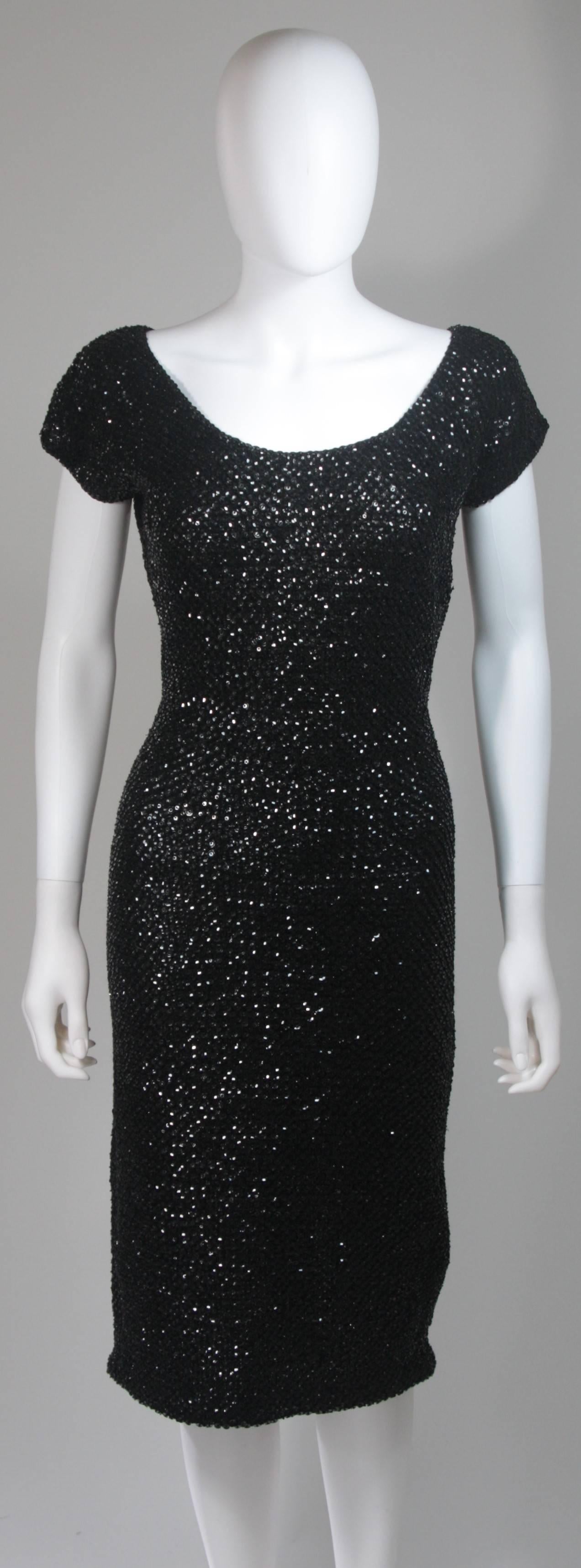 Gene Shelly Vestido de cóctel de punto negro de lana con adorno de lentejuelas Negro en venta