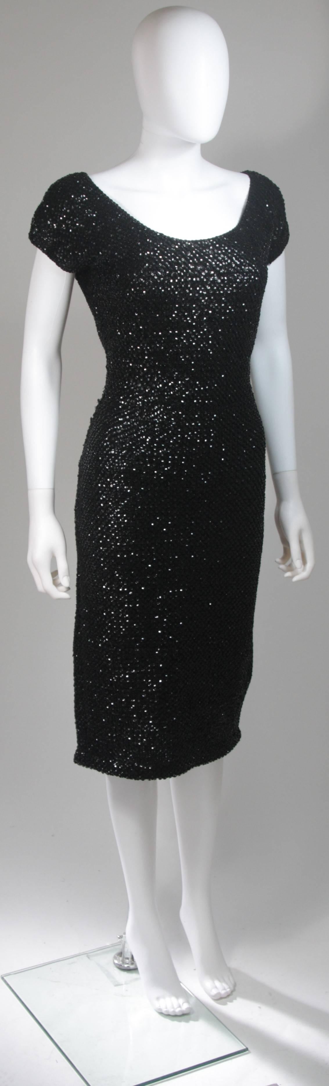 Gene Shelly Black Knit Wool Cocktail Dress with Sequin Embellishment  In Excellent Condition For Sale In Los Angeles, CA