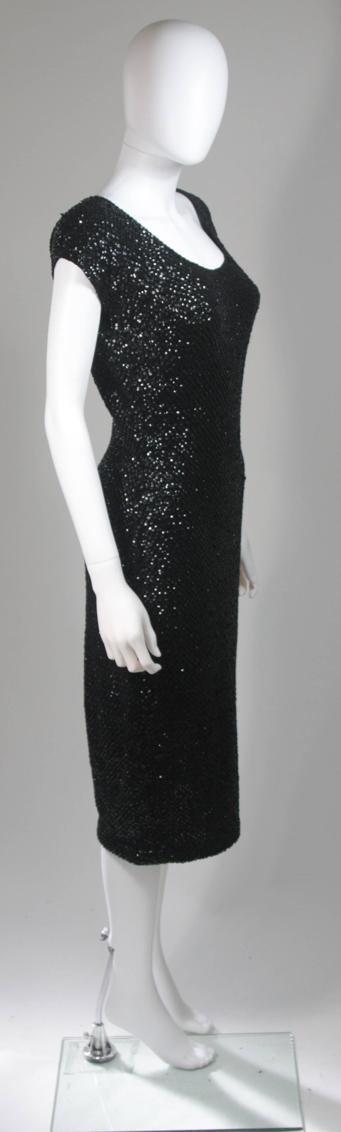 Gene Shelly Black Knit Wool Cocktail Dress with Sequin Embellishment  For Sale 1