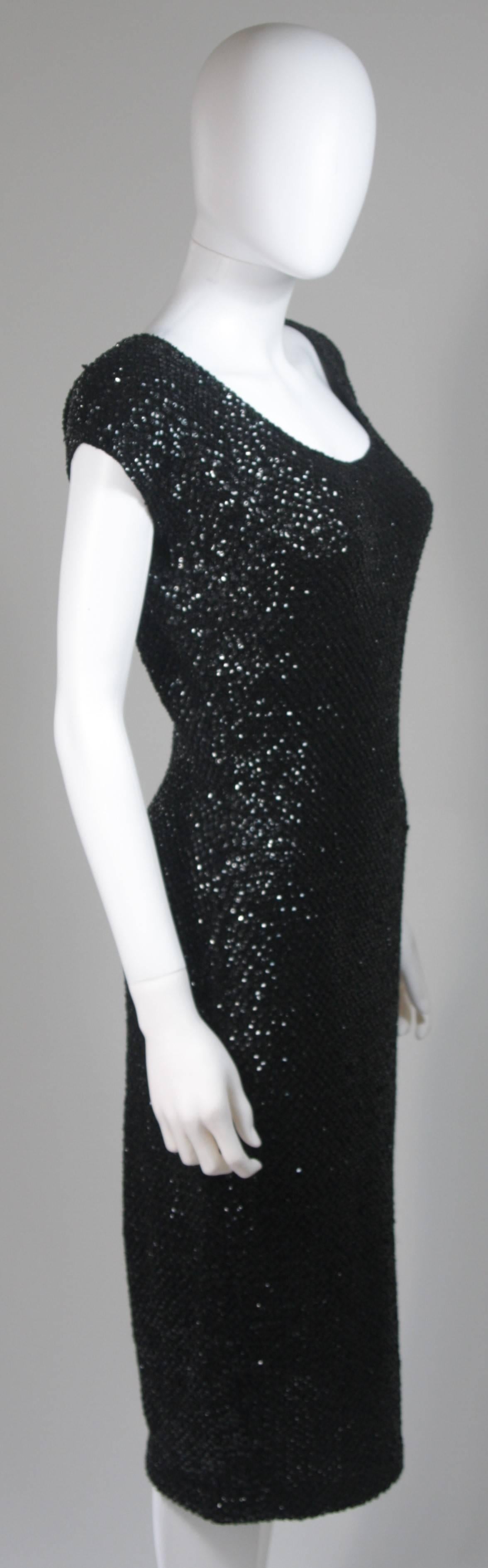 Gene Shelly Black Knit Wool Cocktail Dress with Sequin Embellishment  For Sale 2