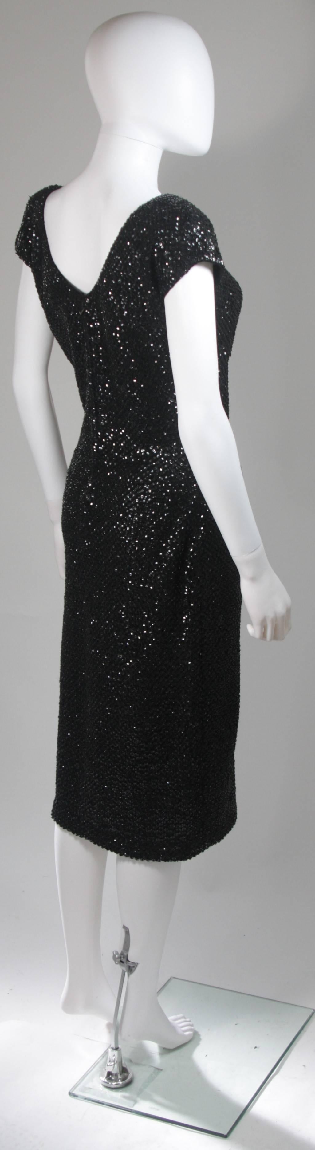 Gene Shelly Black Knit Wool Cocktail Dress with Sequin Embellishment  For Sale 3