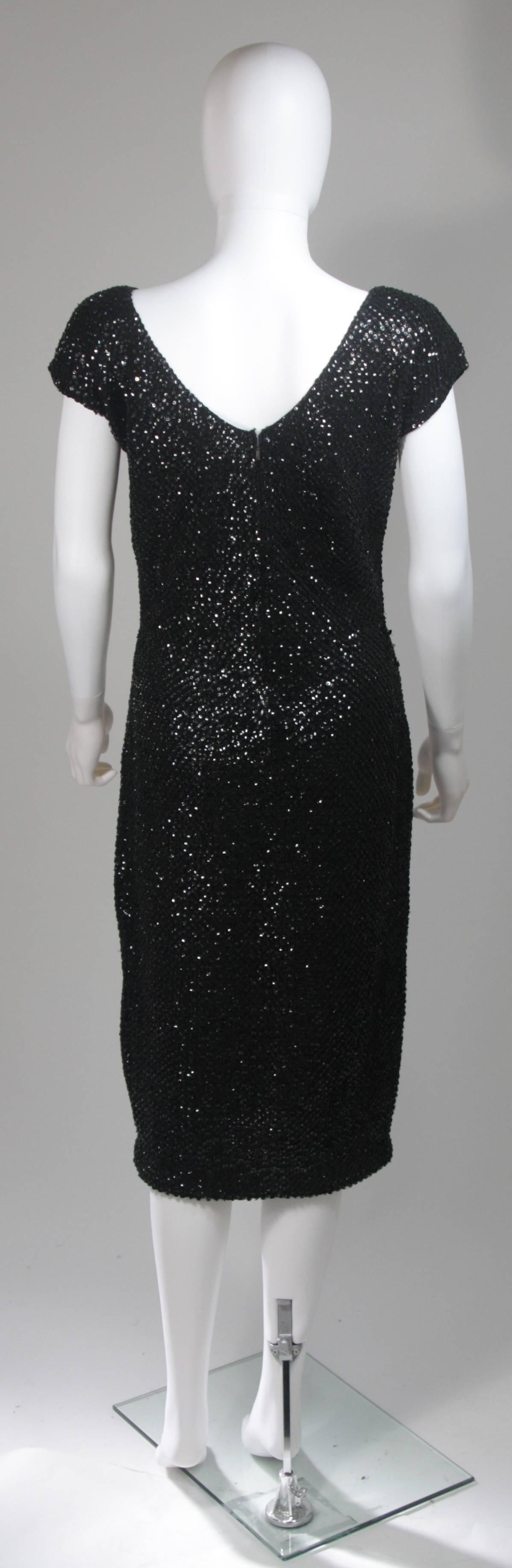 Gene Shelly Black Knit Wool Cocktail Dress with Sequin Embellishment  For Sale 4