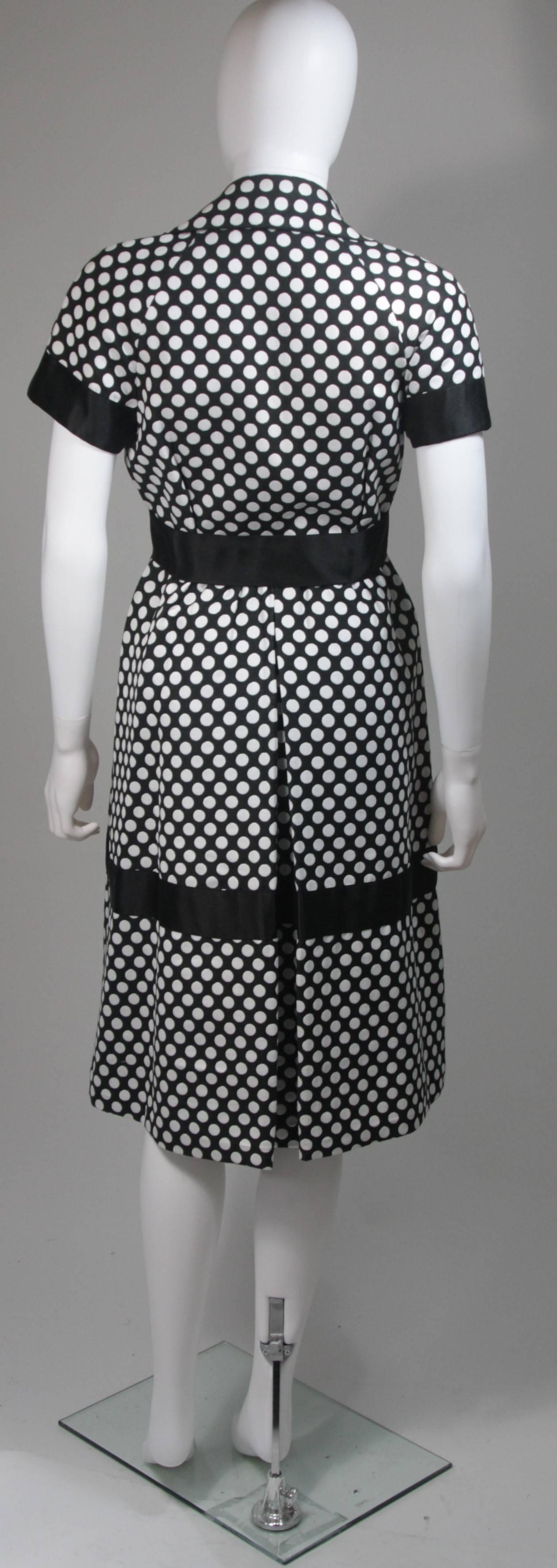 Geoffrey Beene Black and White Polka Dot Dress with Satin Trim Size Small 5