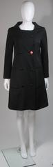 Jax Black Silk Dress Coat with Coral Color block Button Size Small Medium
