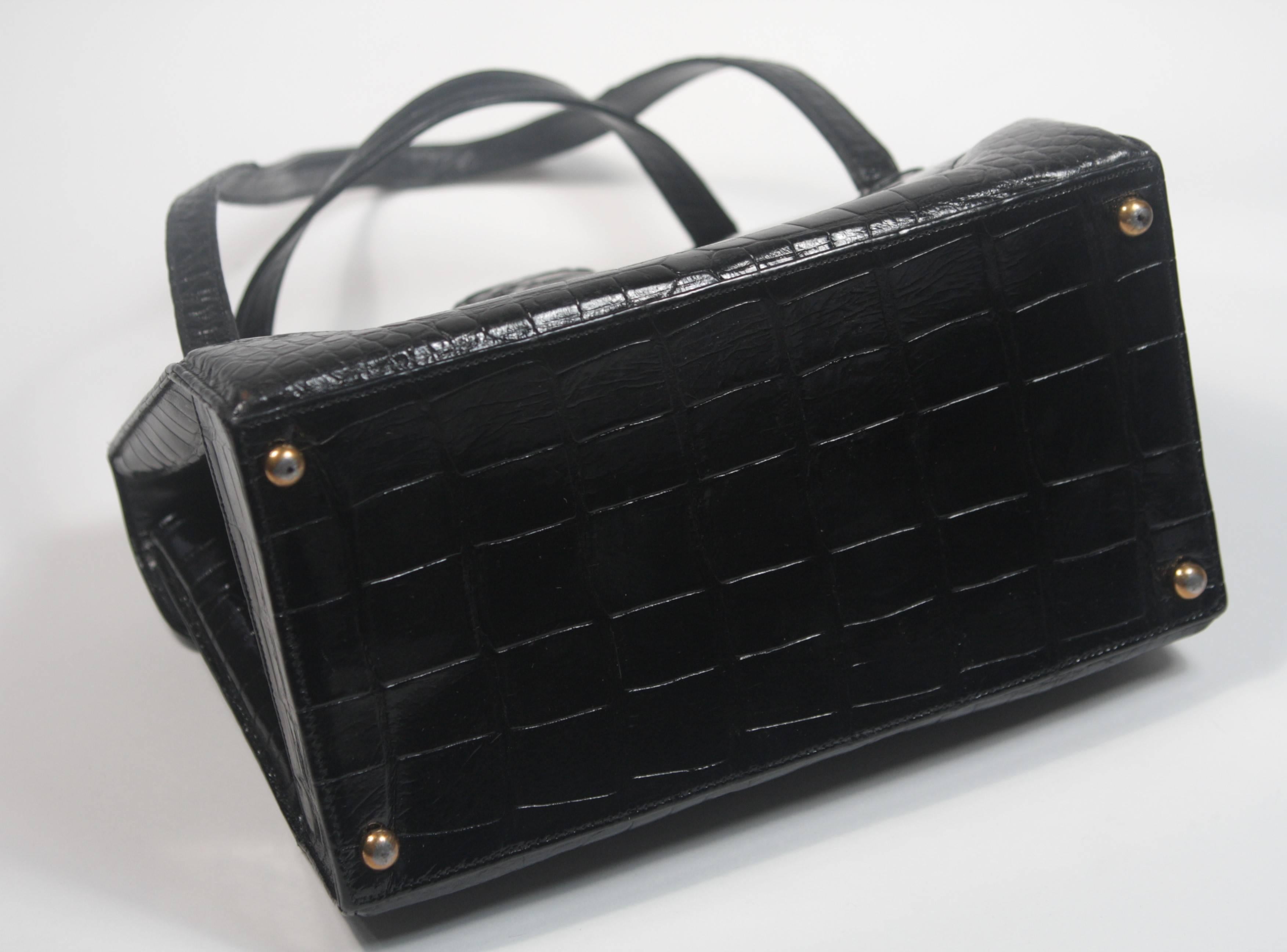 Lucille De Paris Structured Alligator Handbag with Double Straps 1