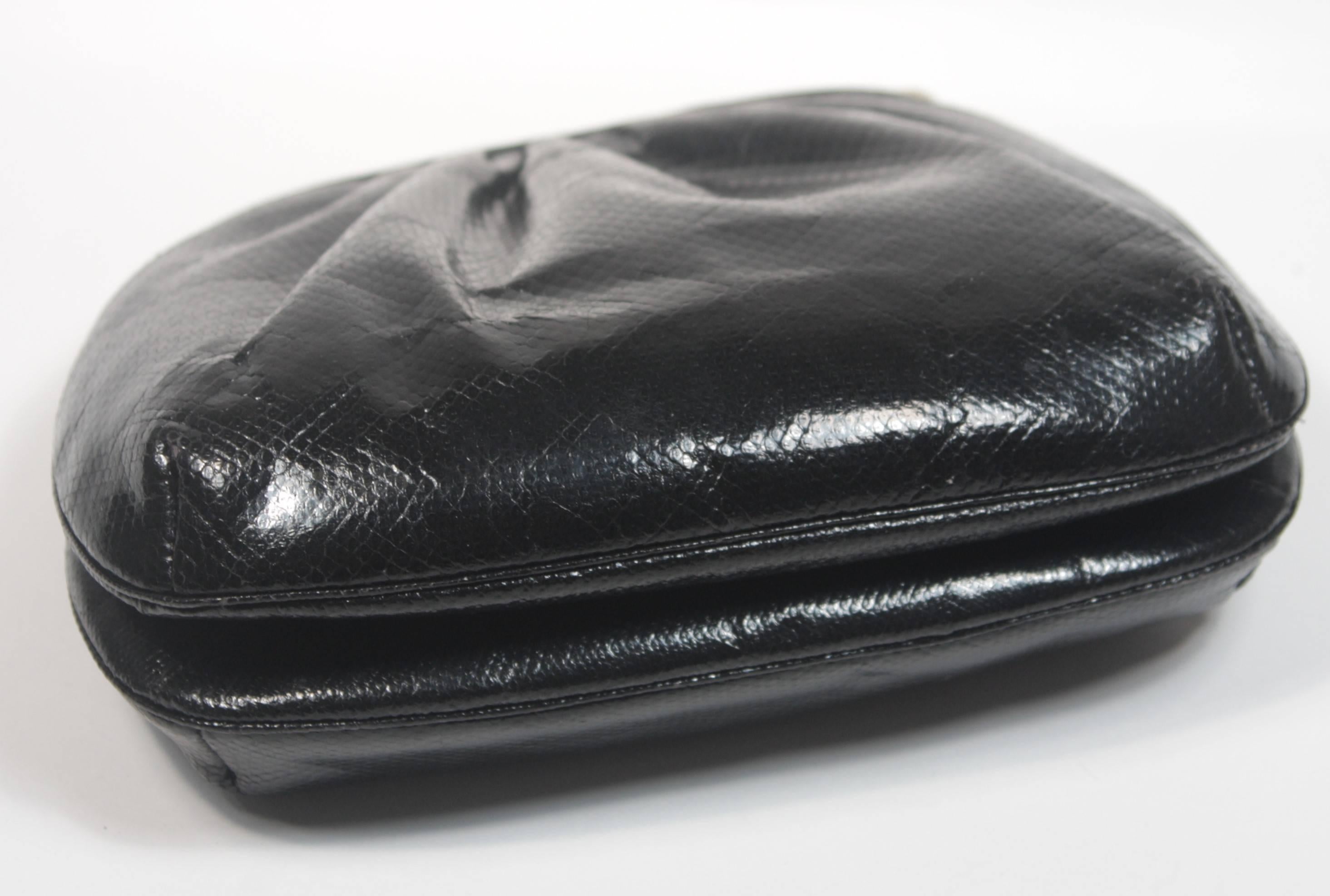 Judith Leiber Black Lizard Clutch with Jeweled Hummingbird Clasp 3