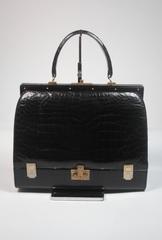 Koret Very Rare "Mallette" Black Alligator Structured Handbag