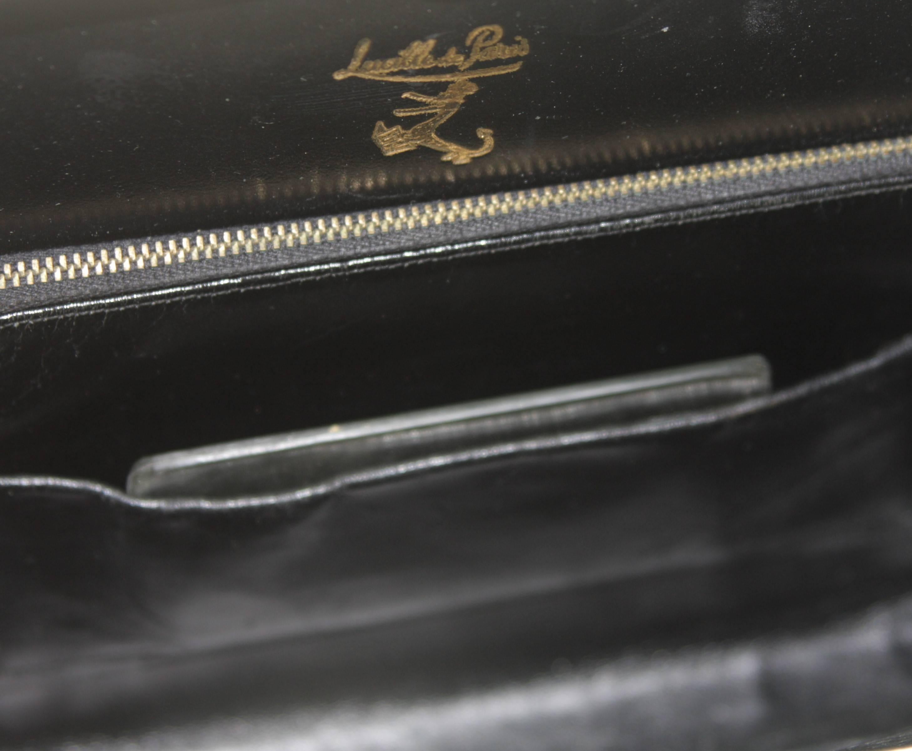 Lucille De Paris Black Ostrich Frame Handbag with Gold Hardware 4